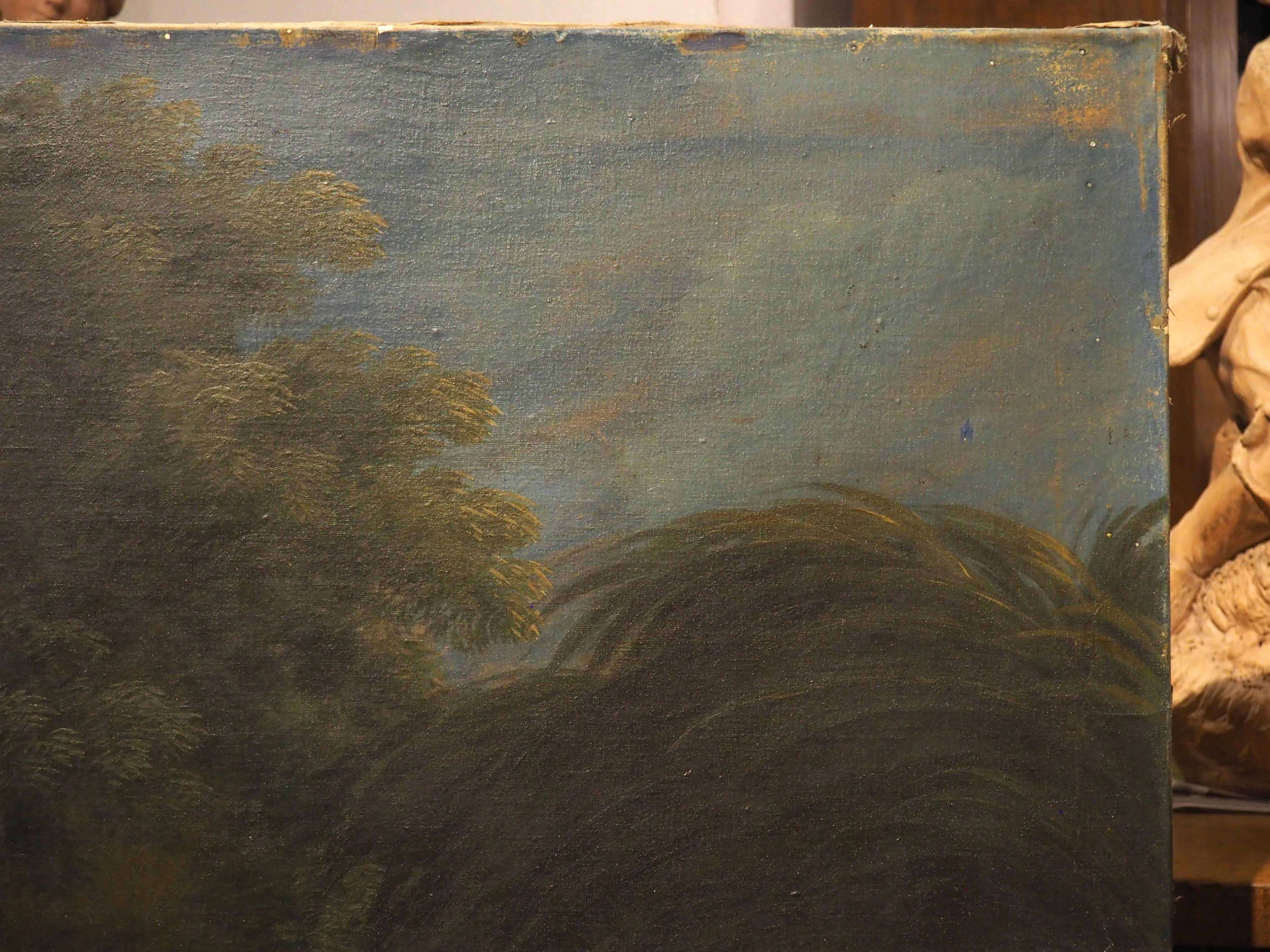 Antique French Öl auf Leinwand Landschaftsgemälde in der Art von Hubert Robert im Angebot 7