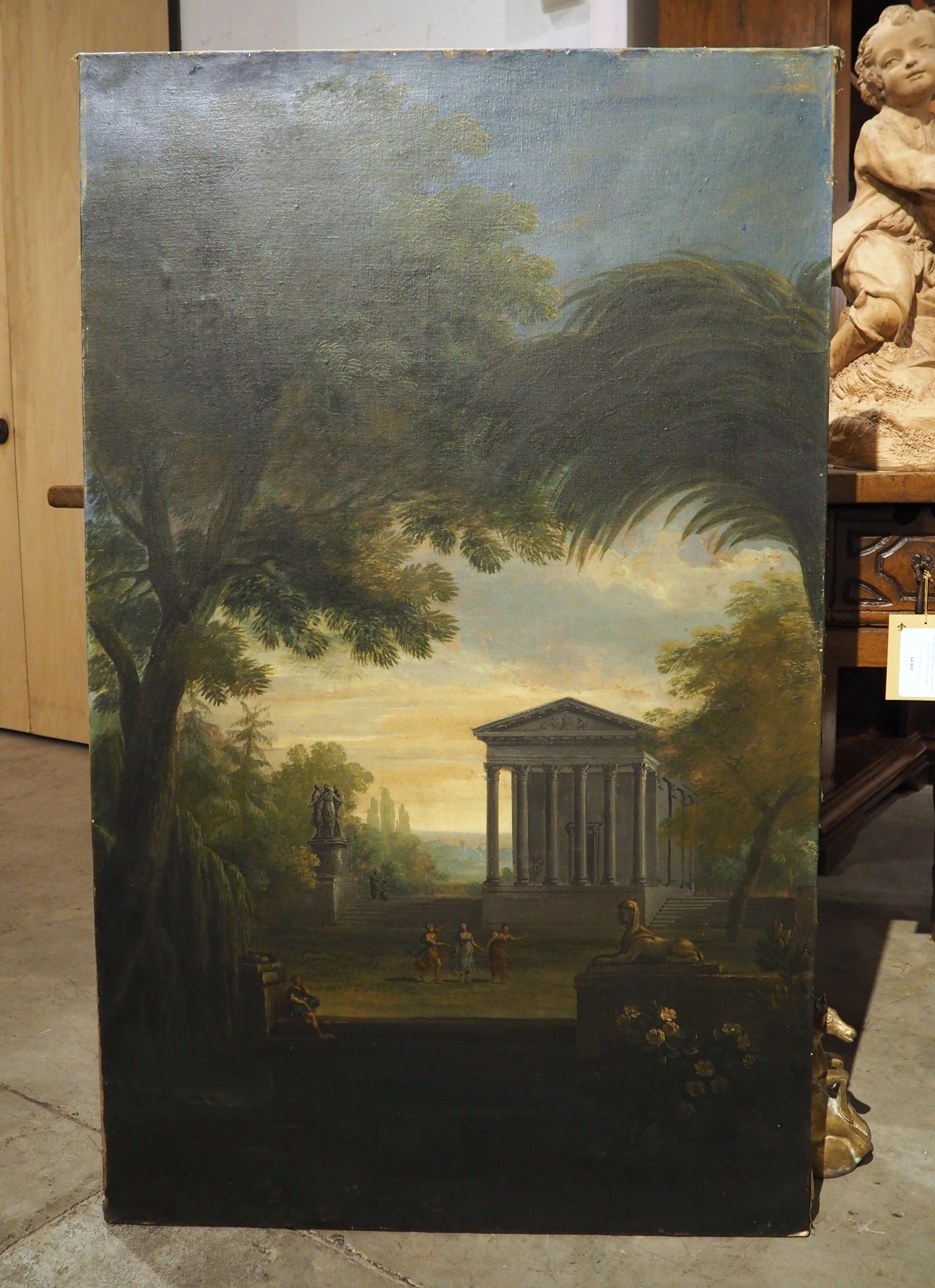 Antique French Öl auf Leinwand Landschaftsgemälde in der Art von Hubert Robert im Angebot 9