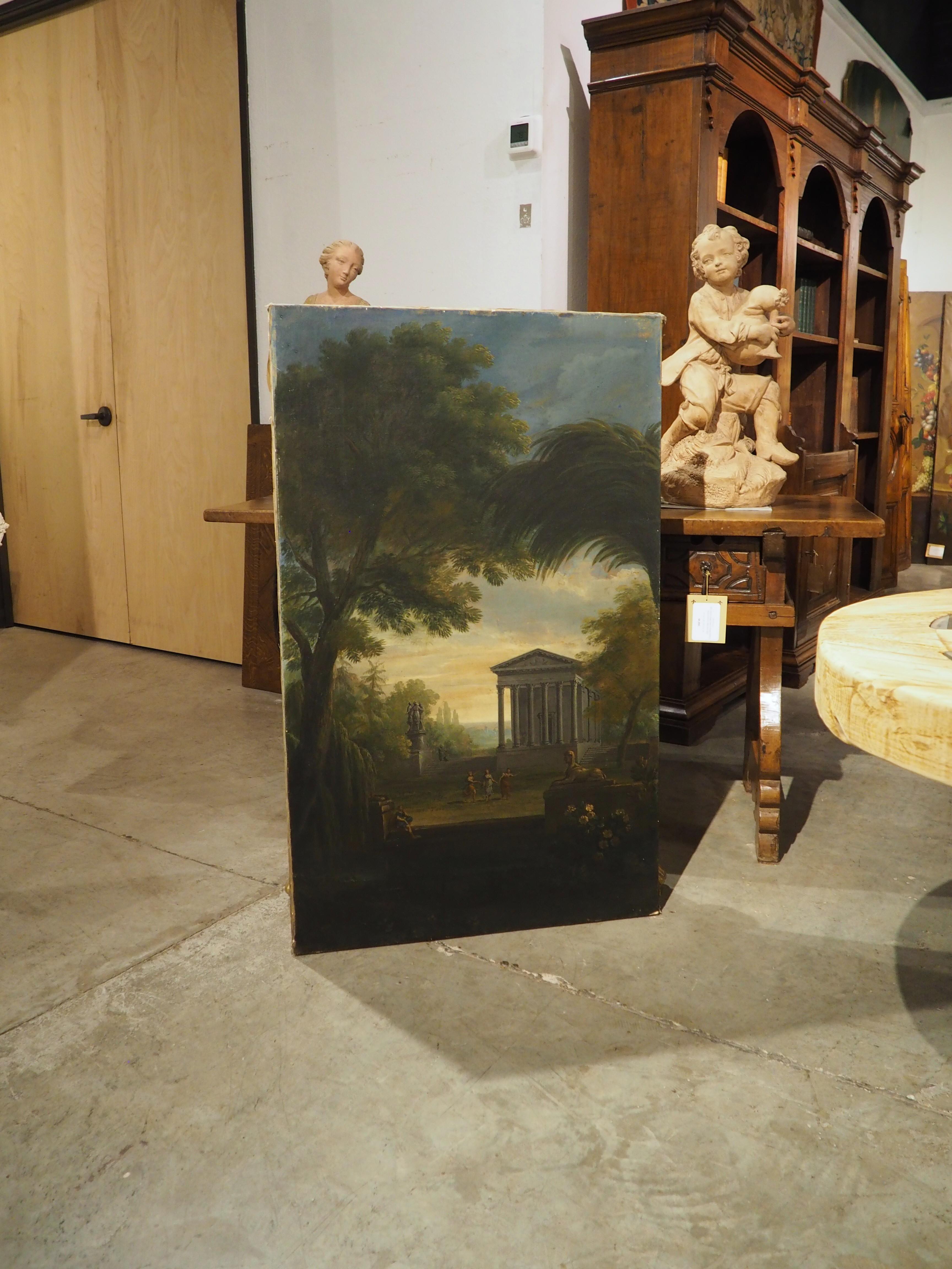 Antique French Öl auf Leinwand Landschaftsgemälde in der Art von Hubert Robert im Angebot 12