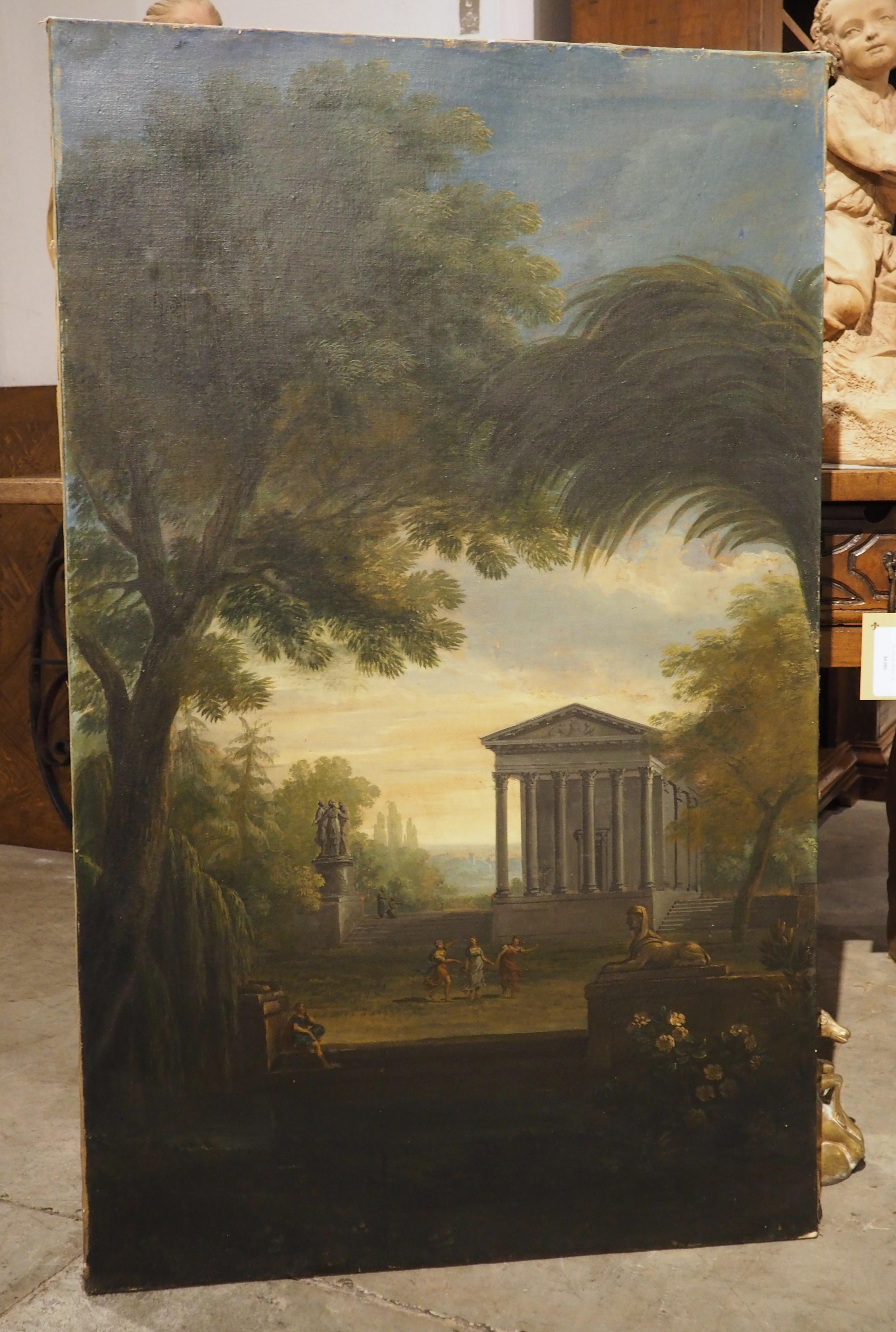 Antique French Öl auf Leinwand Landschaftsgemälde in der Art von Hubert Robert im Angebot 14