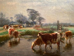 Antique French Oil on Canvas Landscape Painting Signed Léon Barillot, Circa 1890