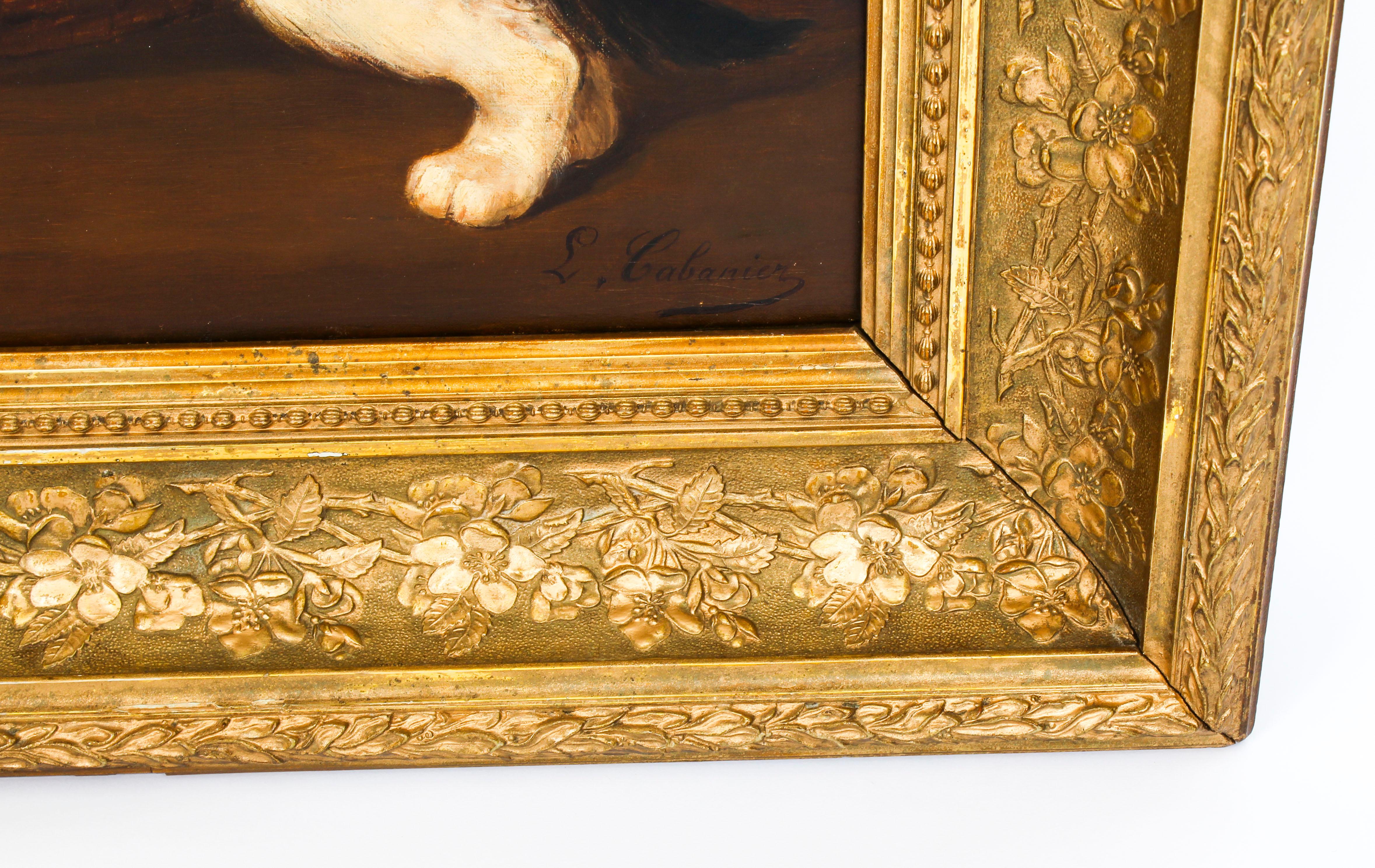 Antique French Oil on Canvas Painting of Kittens L. Cabaniez, 19th Century 2