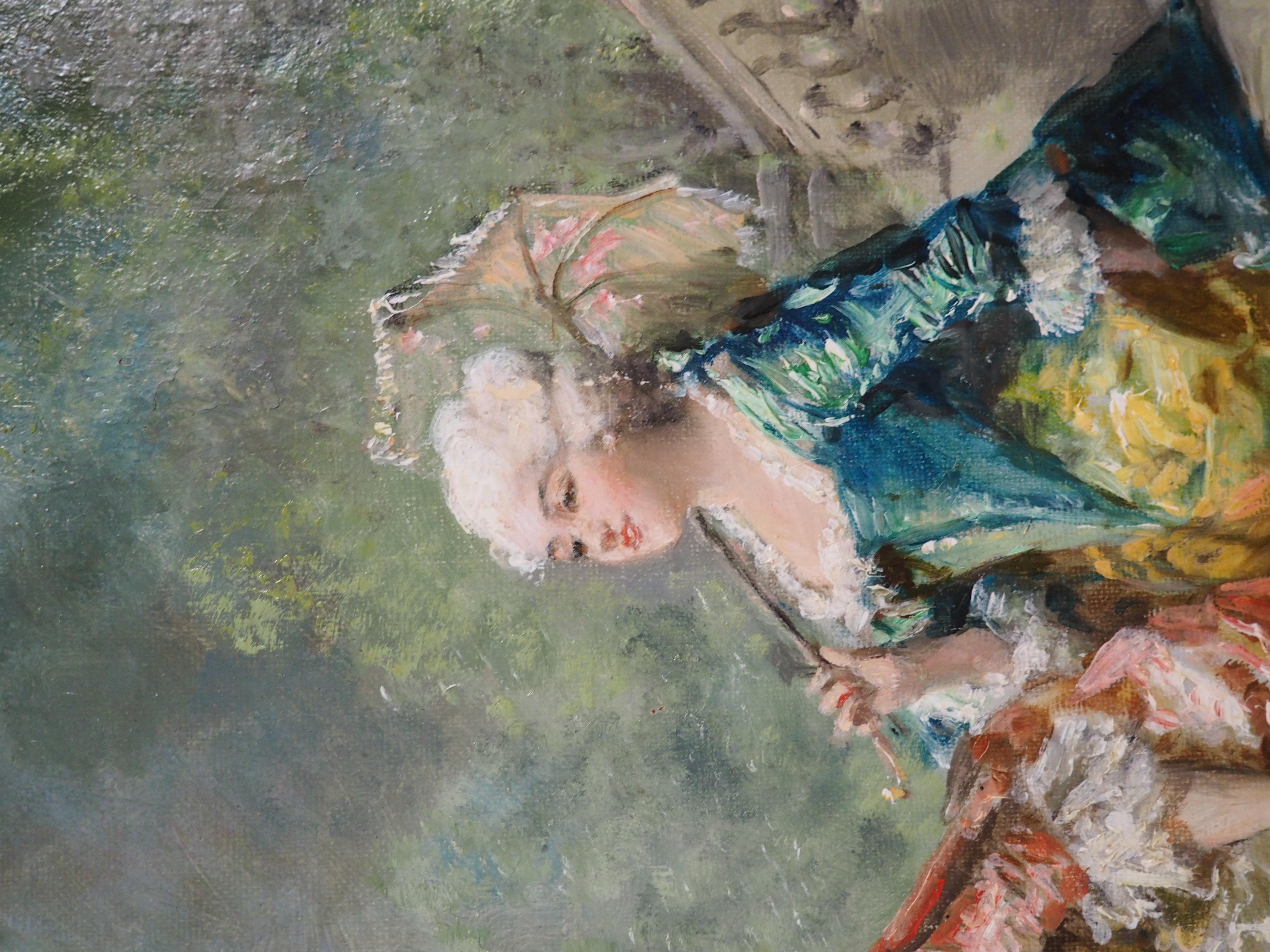 Antiguo óleo francés, 