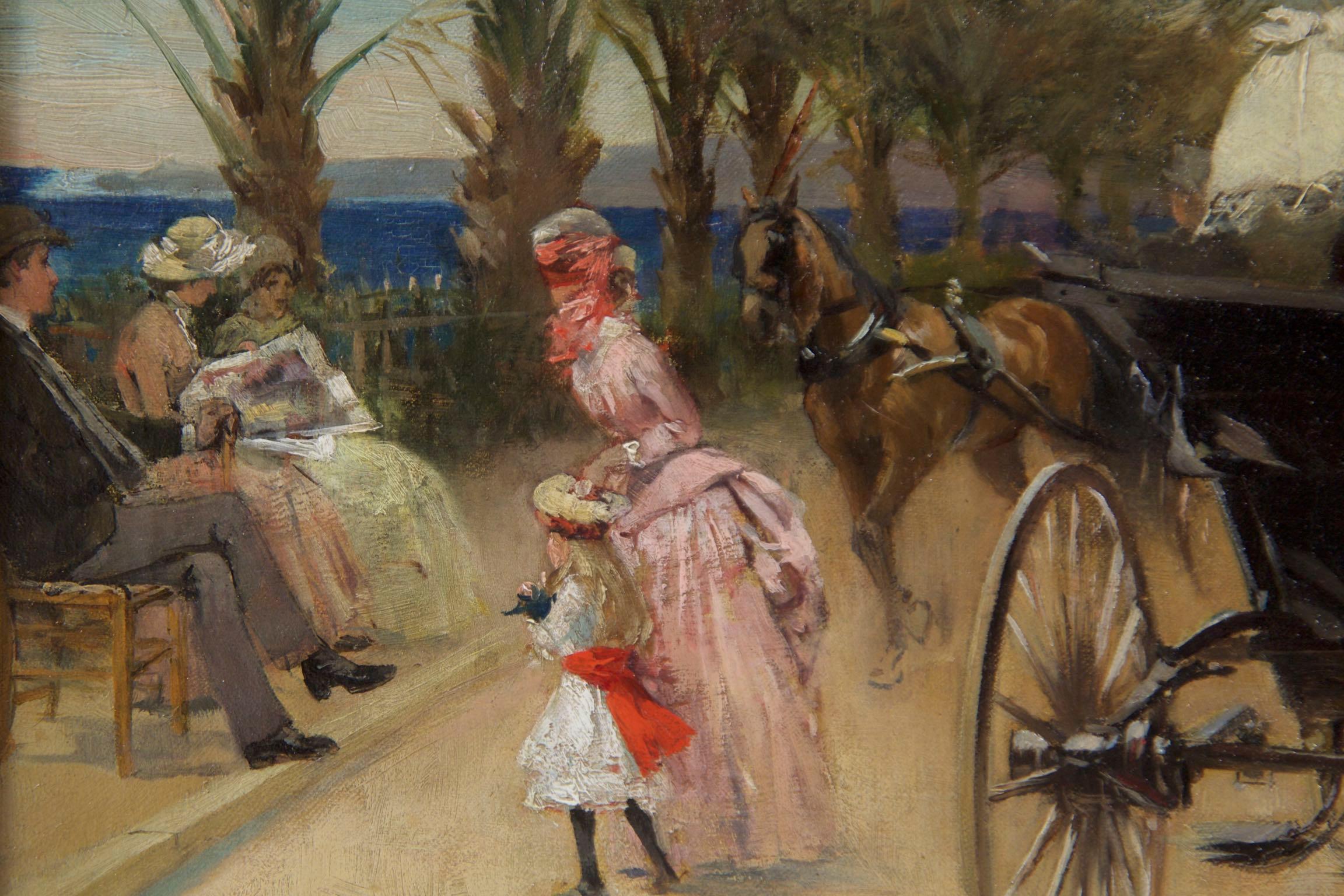 Peinture à l'huile ancienne française par Gabriel Edouard Nicole, de Nice, France, autour de 1883 4