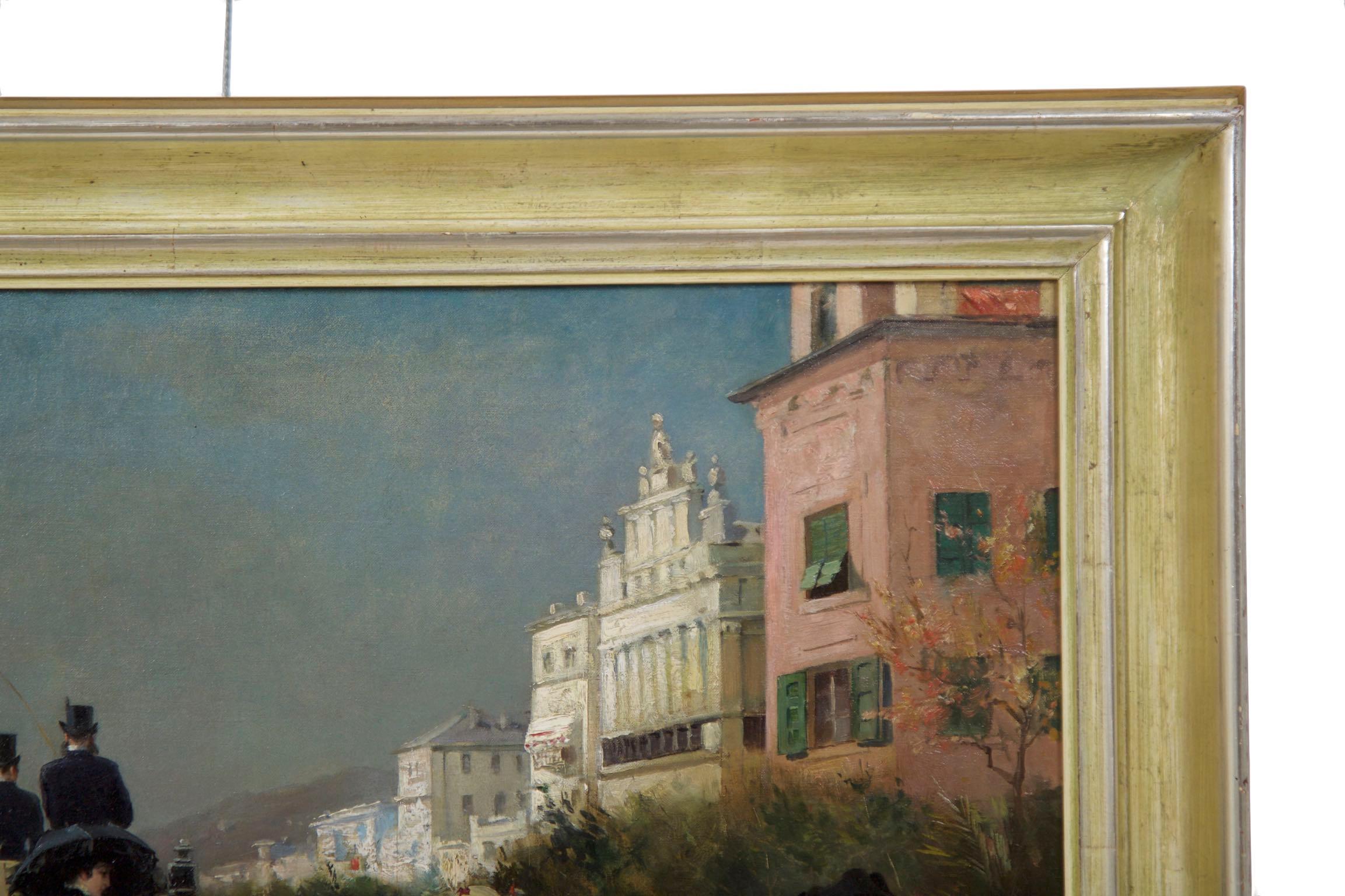 Antique French Oil Painting of Nice, France circa 1883 by Gabriel Edouard Nicole 7