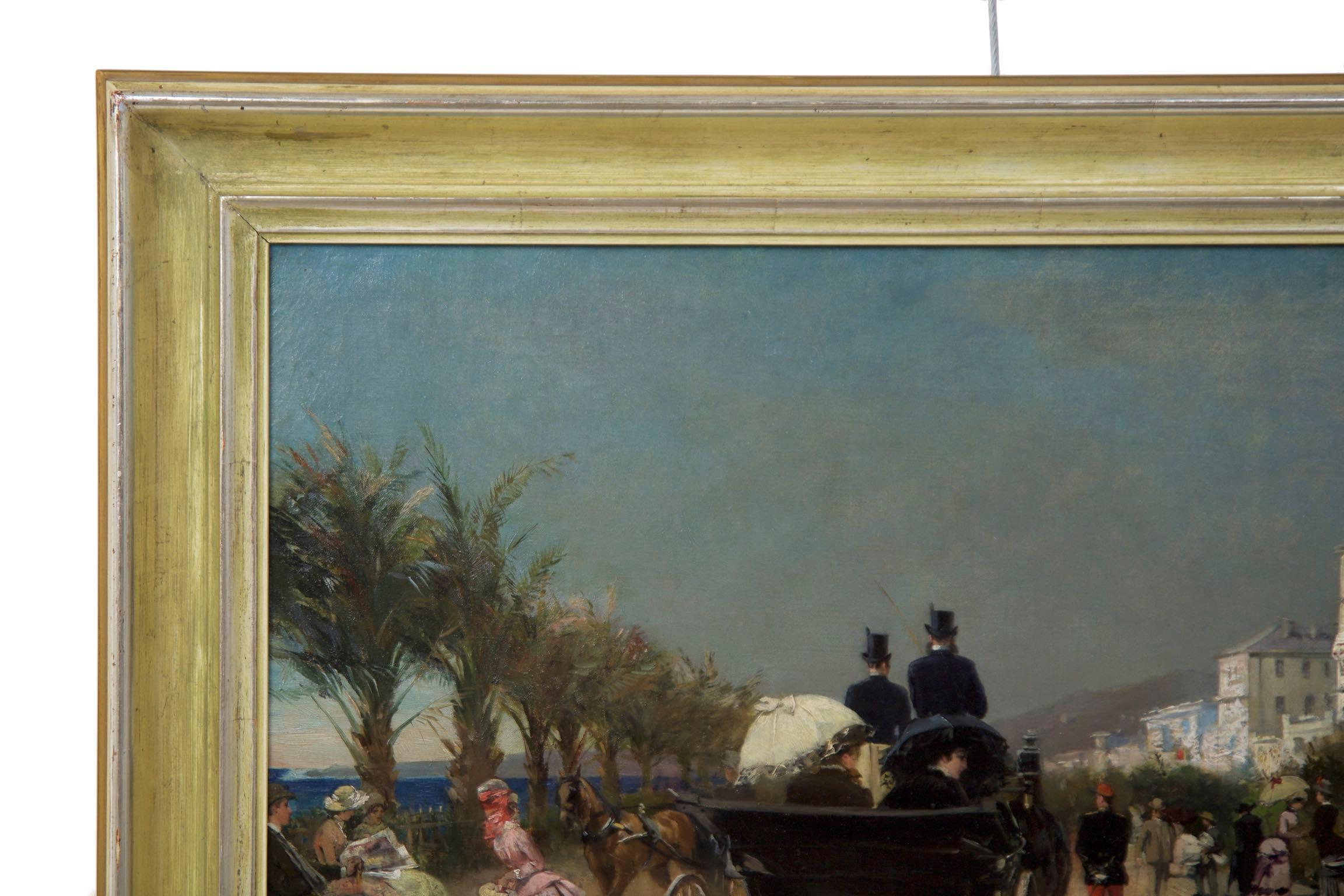 Antique French Oil Painting of Nice, France circa 1883 by Gabriel Edouard Nicole 10