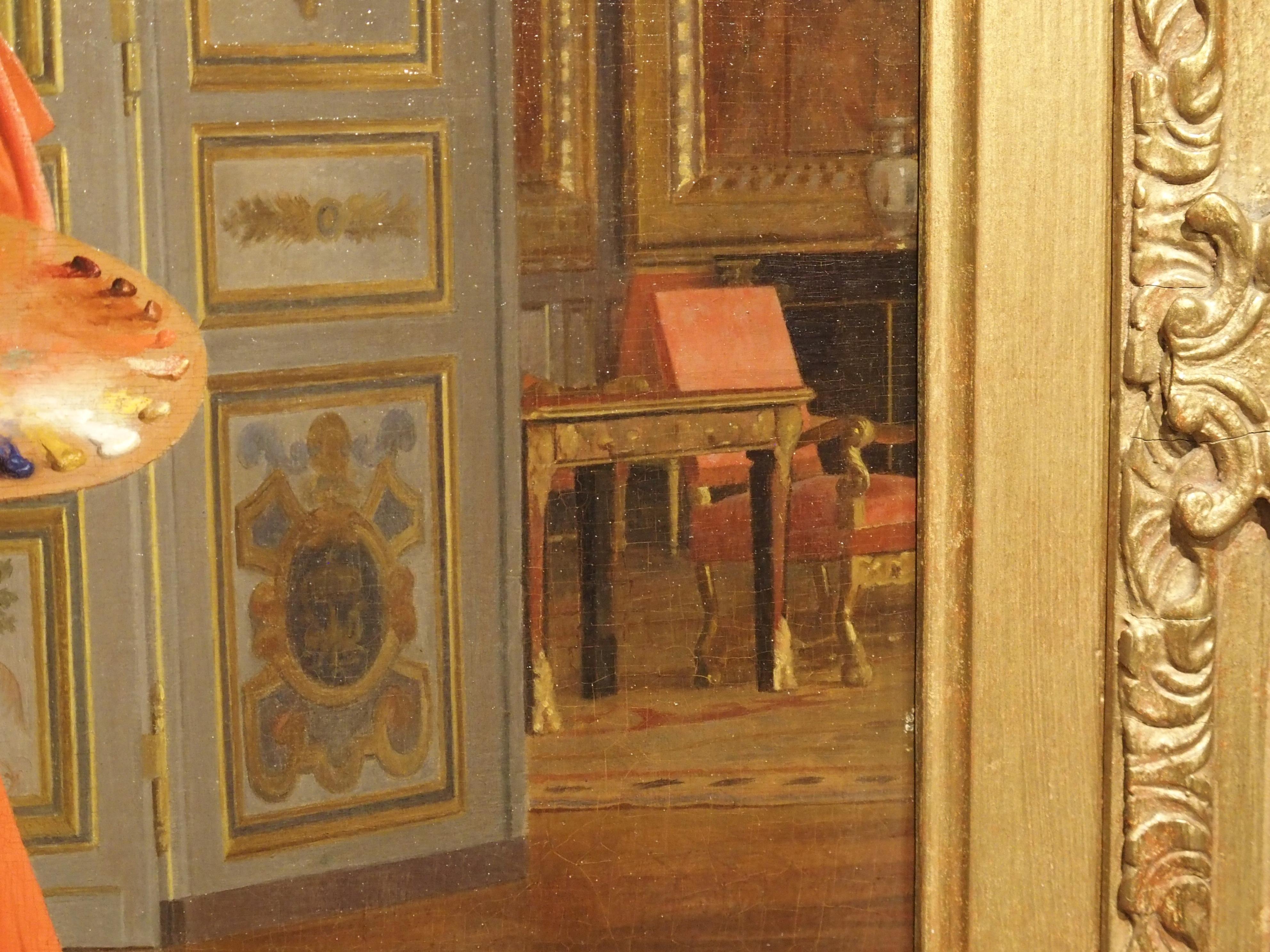 Peinture à l'huile française ancienne sur panneau, Le dévoilement, d'Emile Meyer, 1823-1893 en vente 3