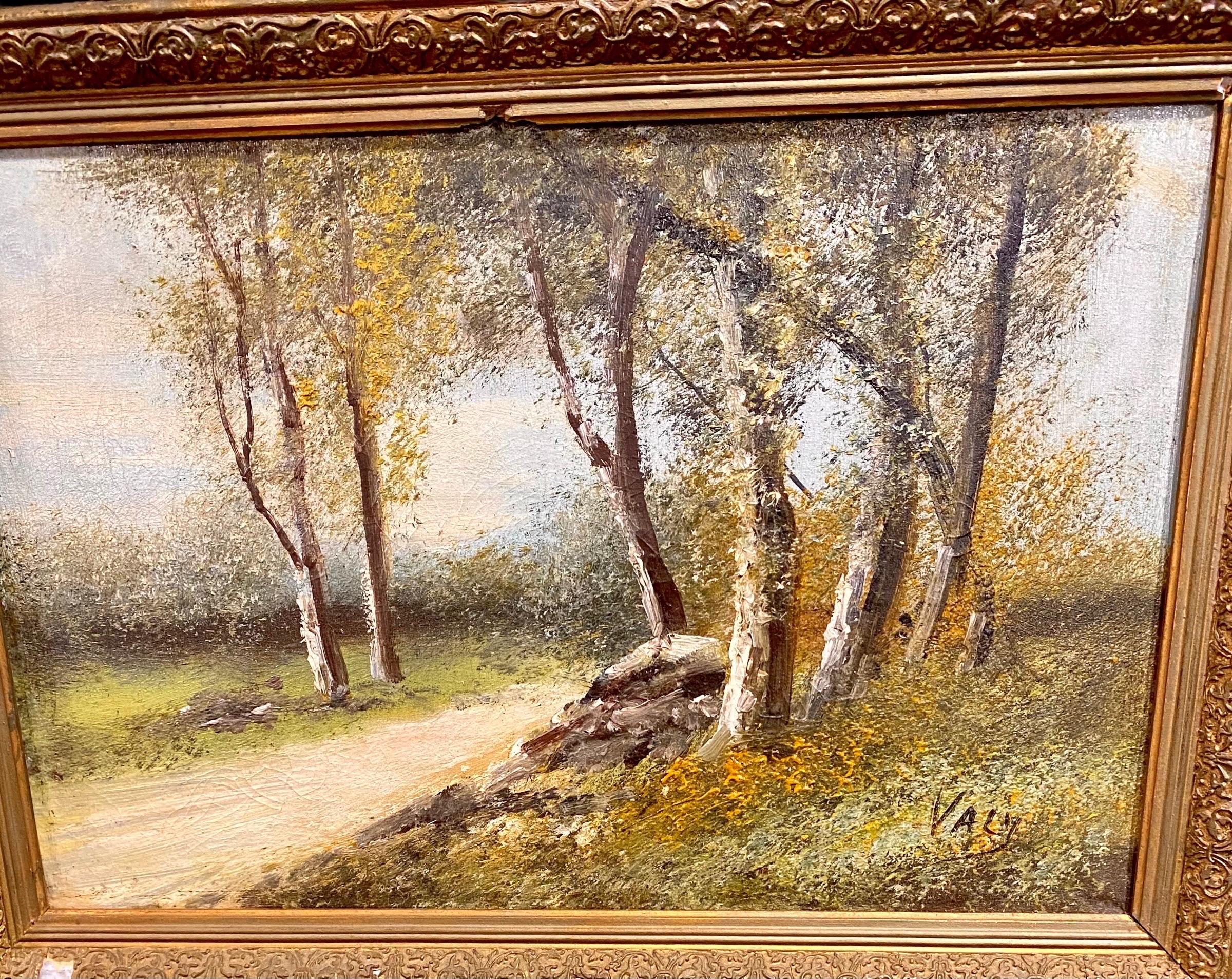 Antique French Oil Painting On Canvas In A Period Gesso Frame For Sale 4