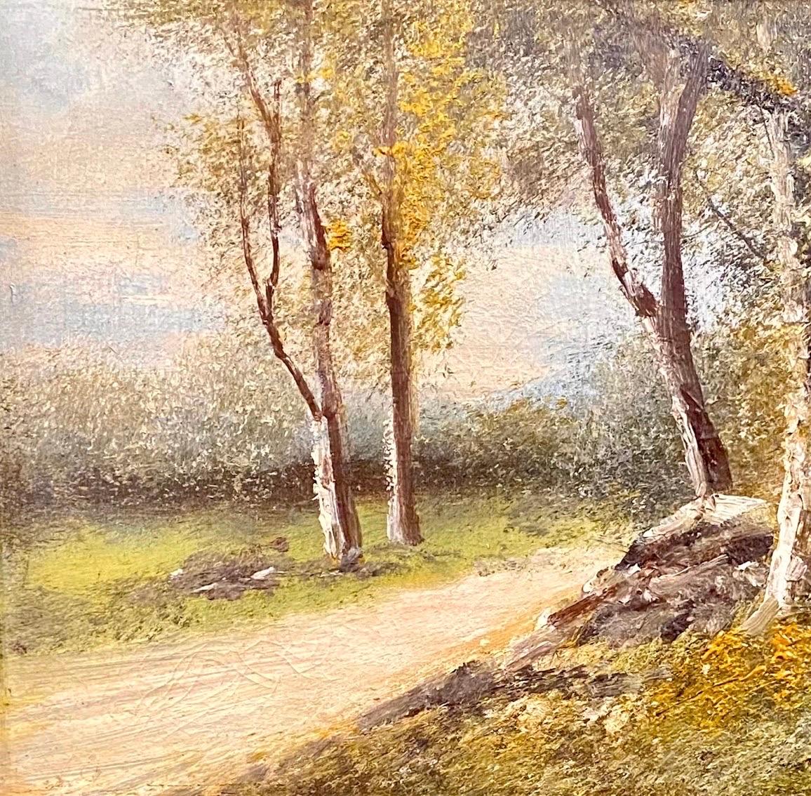 Fin du XIXe siècle Peinture à l'huile française ancienne sur toile dans un cadre d'époque en gesso en vente