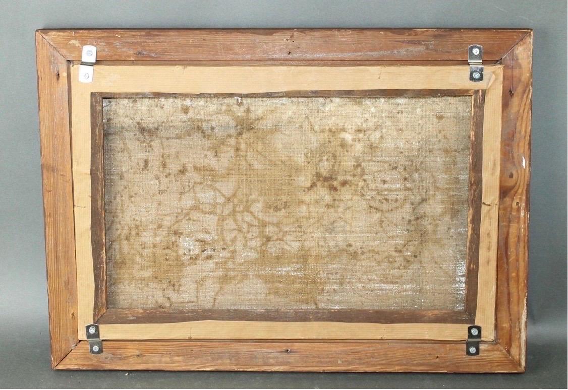 Francese Antique French Oil Painting on Canvas Paesaggio sull'acqua in vendita