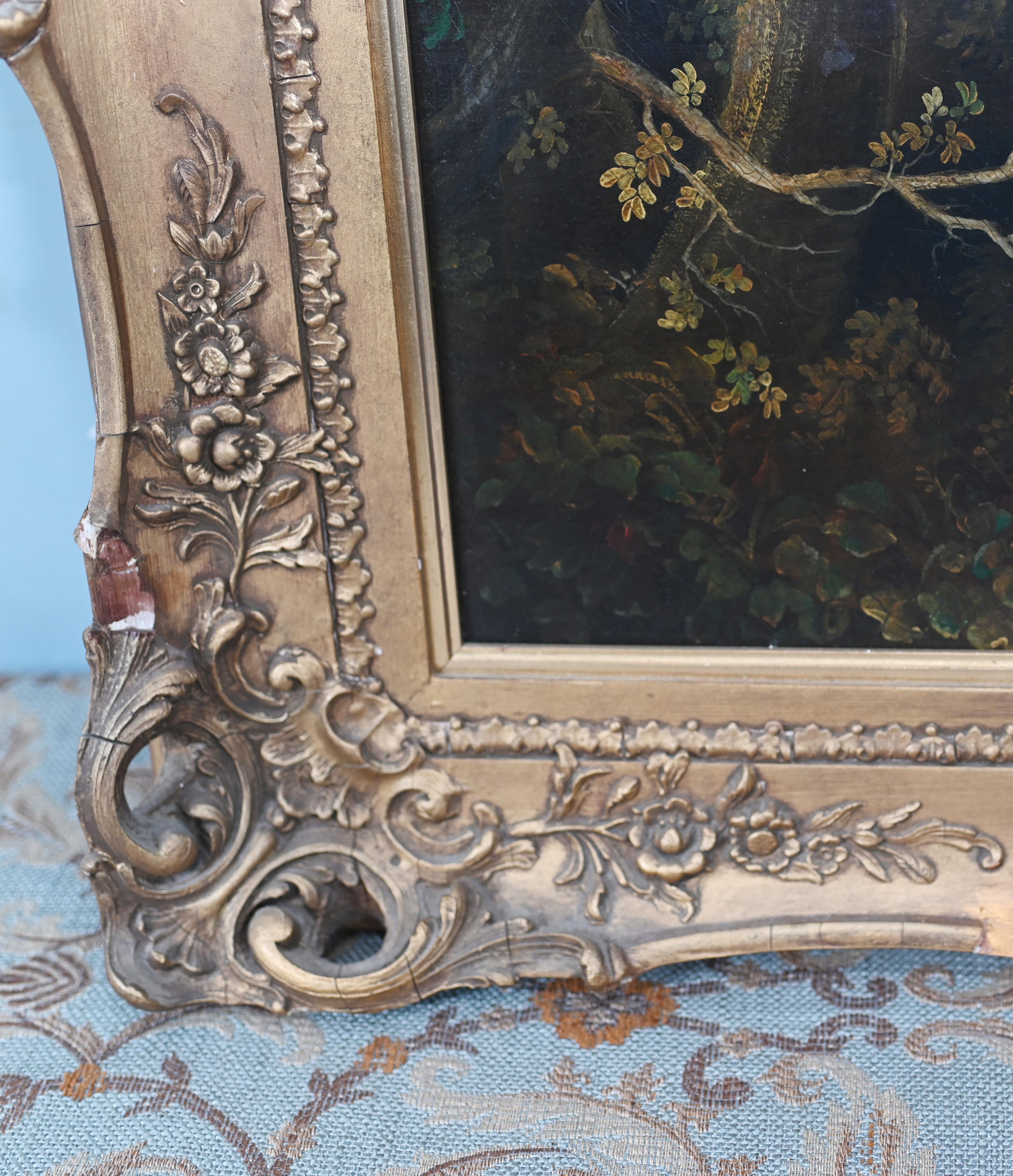 Antique French Ölgemälde River Scape Art Chateau 1860 im Angebot 1
