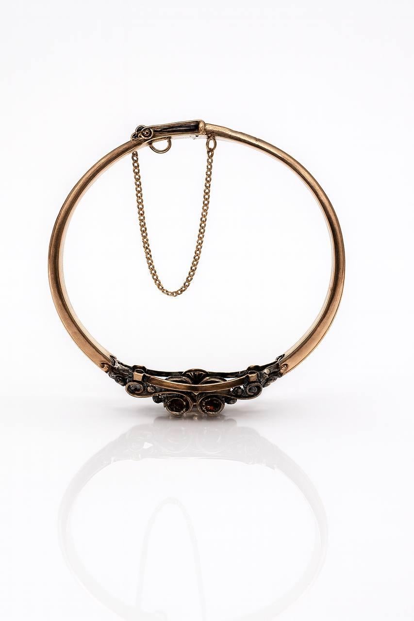 Antiguo francés de corte antiguo de diamantes pulsera brazalete en Excelente estado para la venta en Firenze, FI