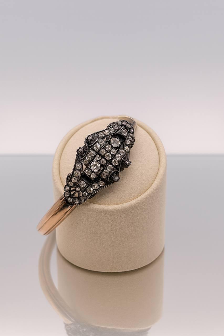 Antiguo francés de corte antiguo de diamantes pulsera brazalete en venta 1