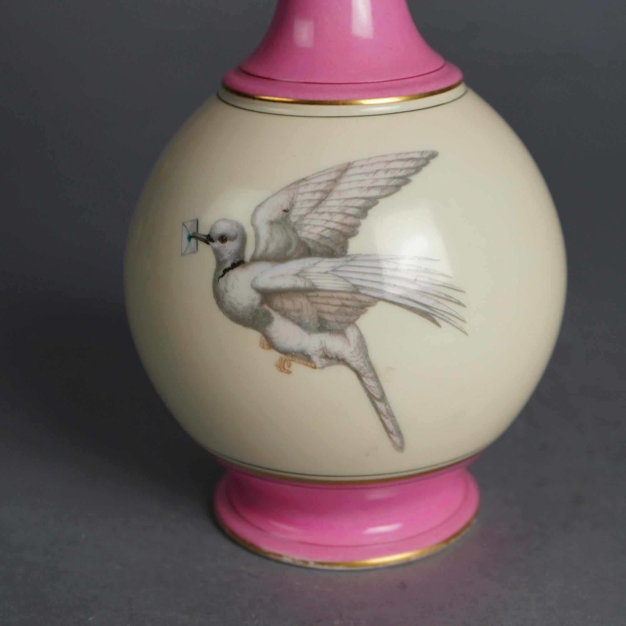 Antique French Old Paris Hand Painted & Gilt Porcelain Bird Vase with Dove & Swallow C1860

Measures - 12