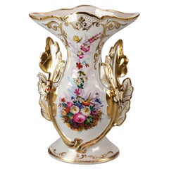 Antique French Old Paris Porcelain Floral 
Gilt Vase 19th C