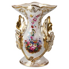 Antique French Old Paris Porcelain Floral & Gilt Vase 19th C