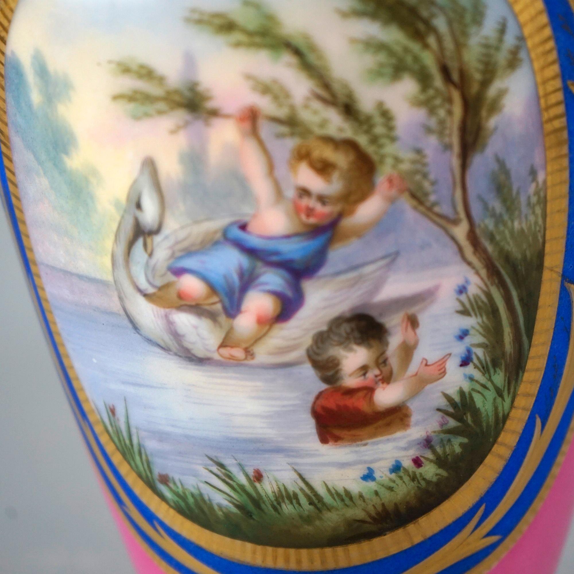 Antike französische Genre-Porträtvase mit Kindern aus altem Pariser Porzellan, 19. Jahrhundert im Angebot 2