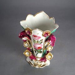 Antique French Old Paris Porcelain Hand Painted & Gilt Spill Vase C1880