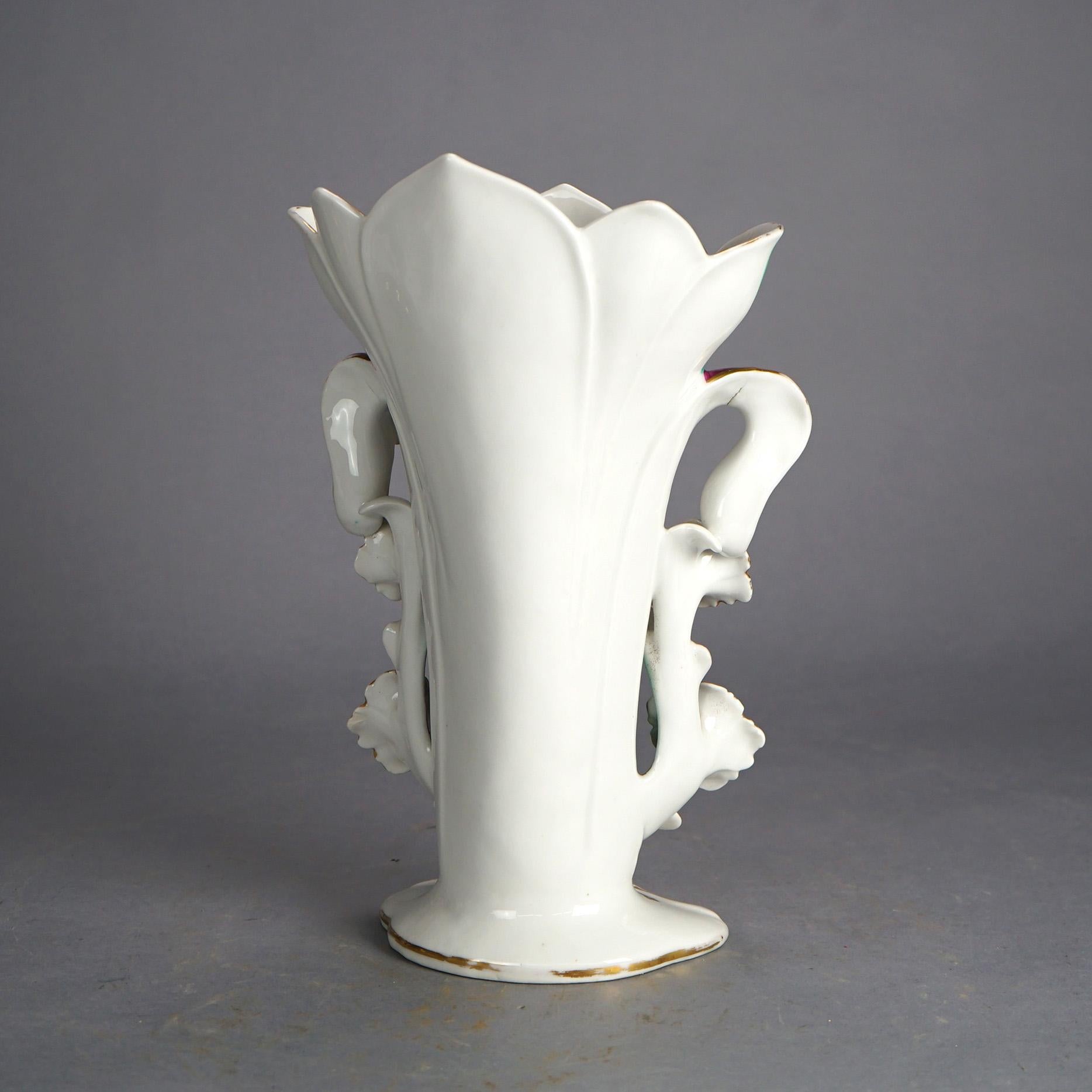 Antike Französisch Old Paris Porzellan Hand gemalt & vergoldet Spill Vase C1880 im Angebot 3