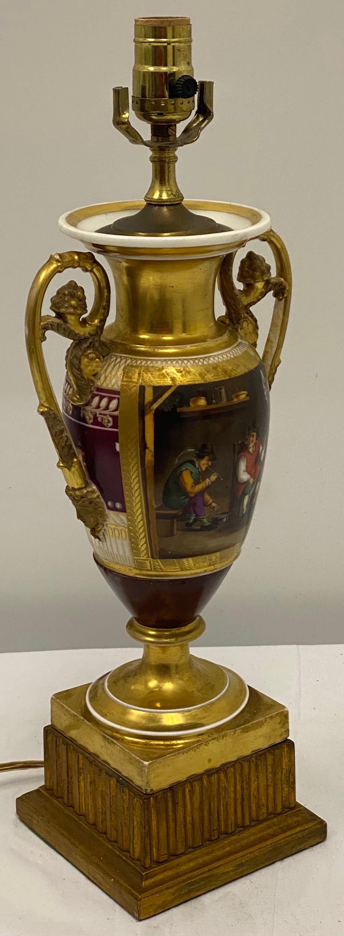 Baroque Antique French Old Paris Porcelain Lamp