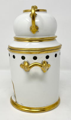 Antique French Old Paris Porcelain Veilleuse or Tea Warmer Night Light, Ca. 1900
