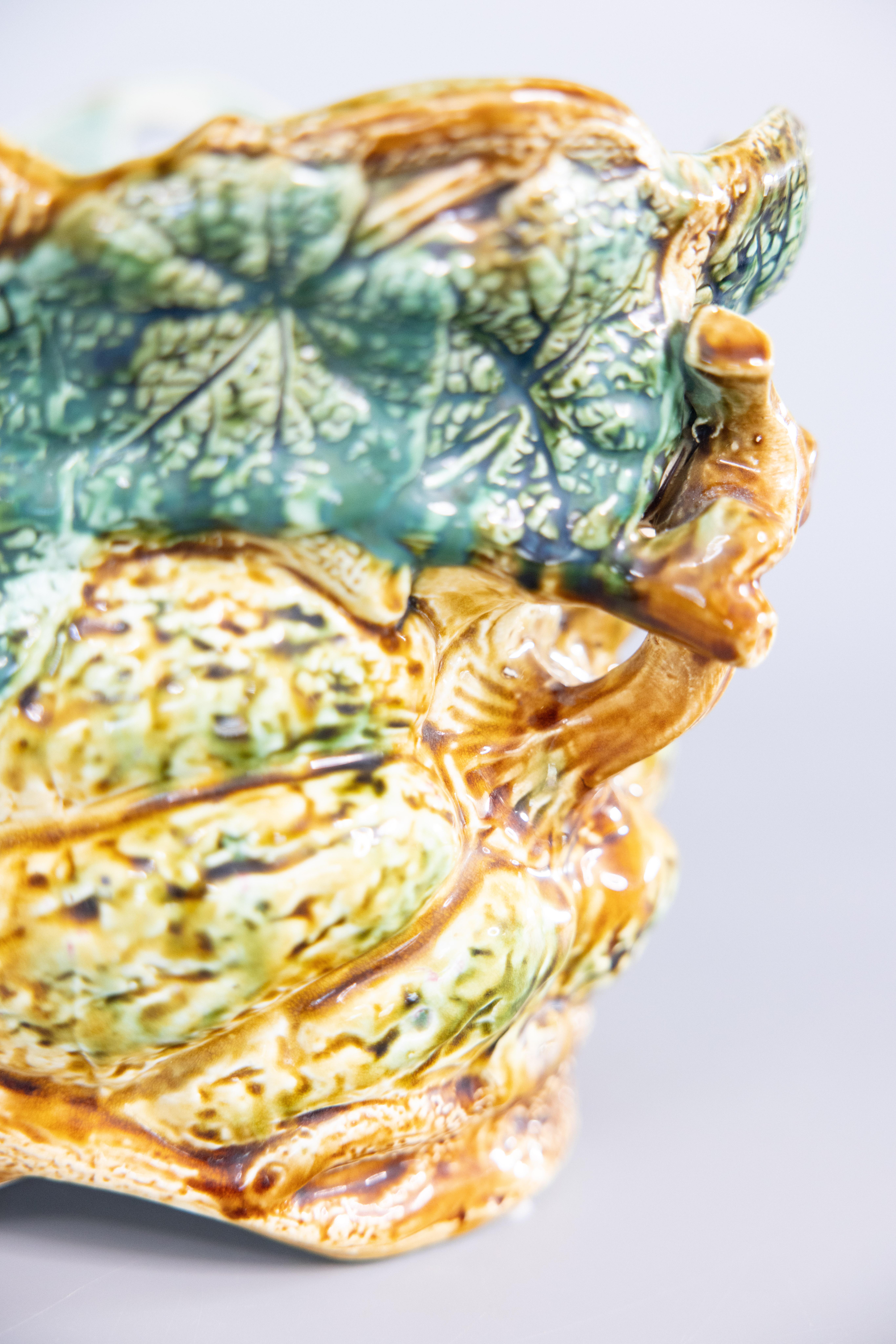 Antique French Onnaing Majolica Pumpkin Cachepot Jardiniere Planter, circa 1880 1