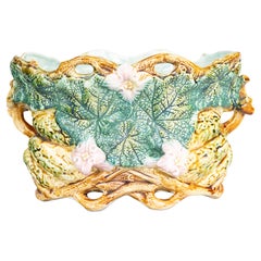 Antiquité française Onnaing Majolica Pumpkin Cachepot Jardiniere Planter, circa 1880