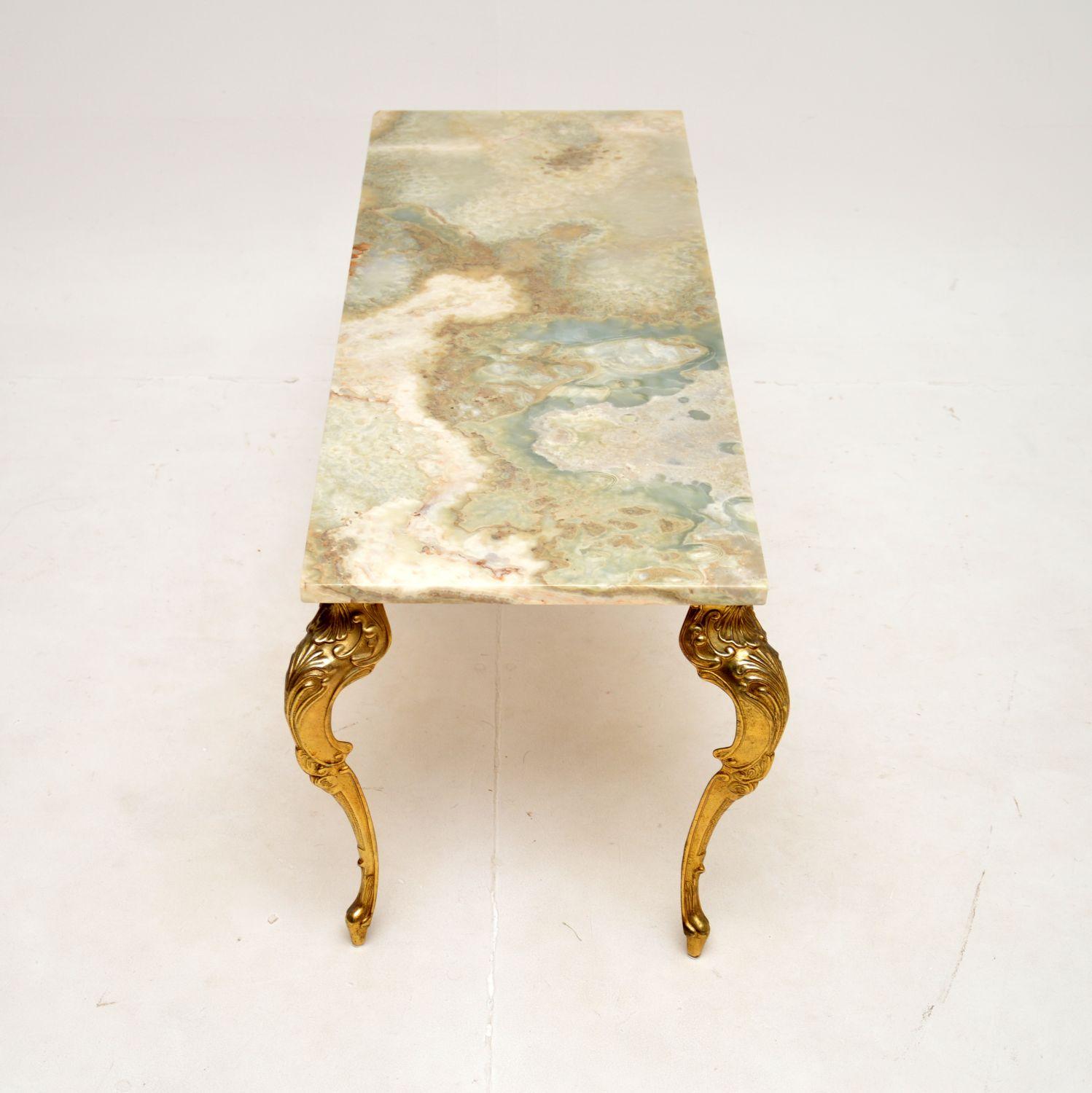 Mid-20th Century Antique French Onyx and Brass Coffee Table