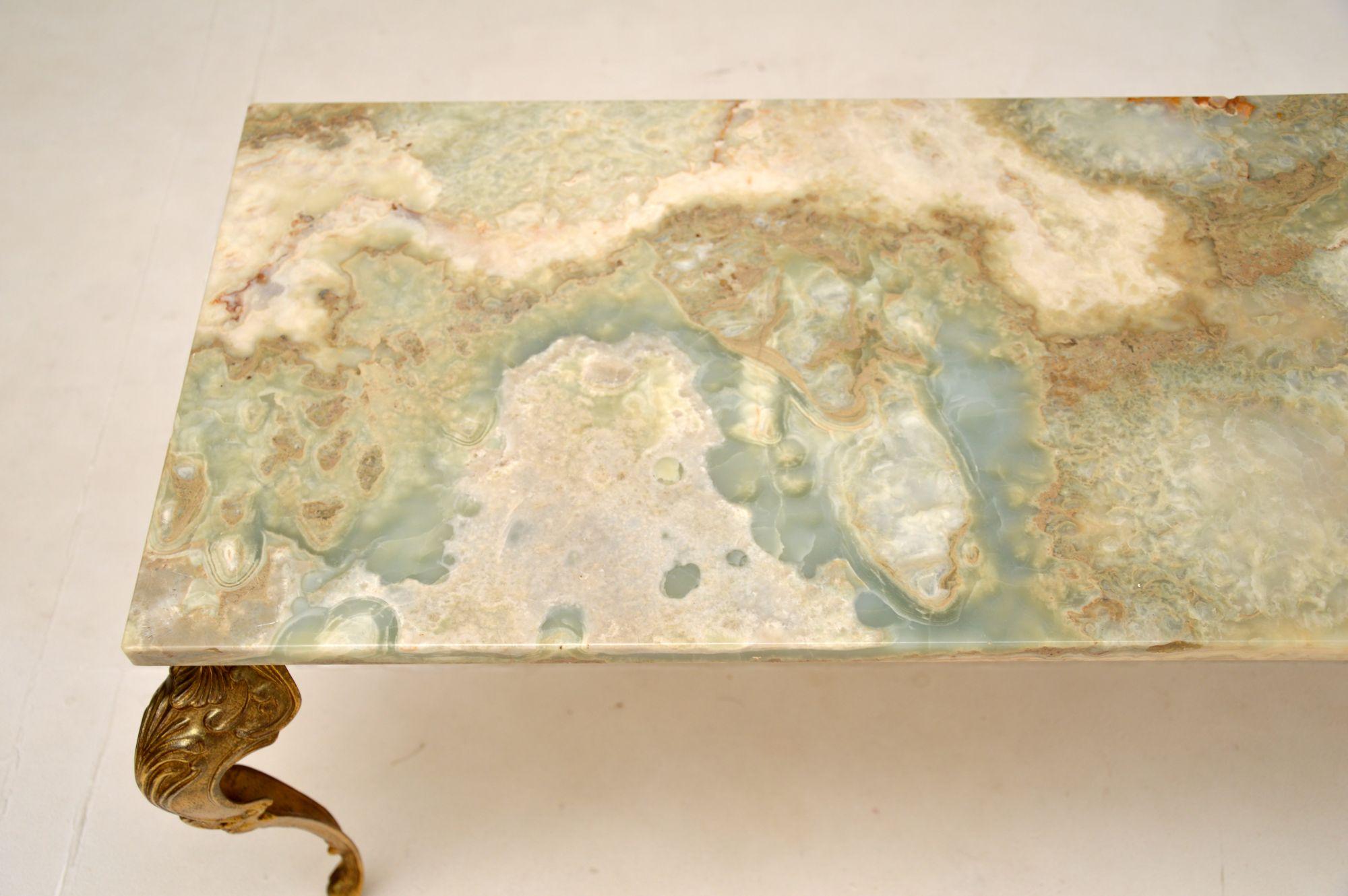 Antique French Onyx and Brass Coffee Table 1