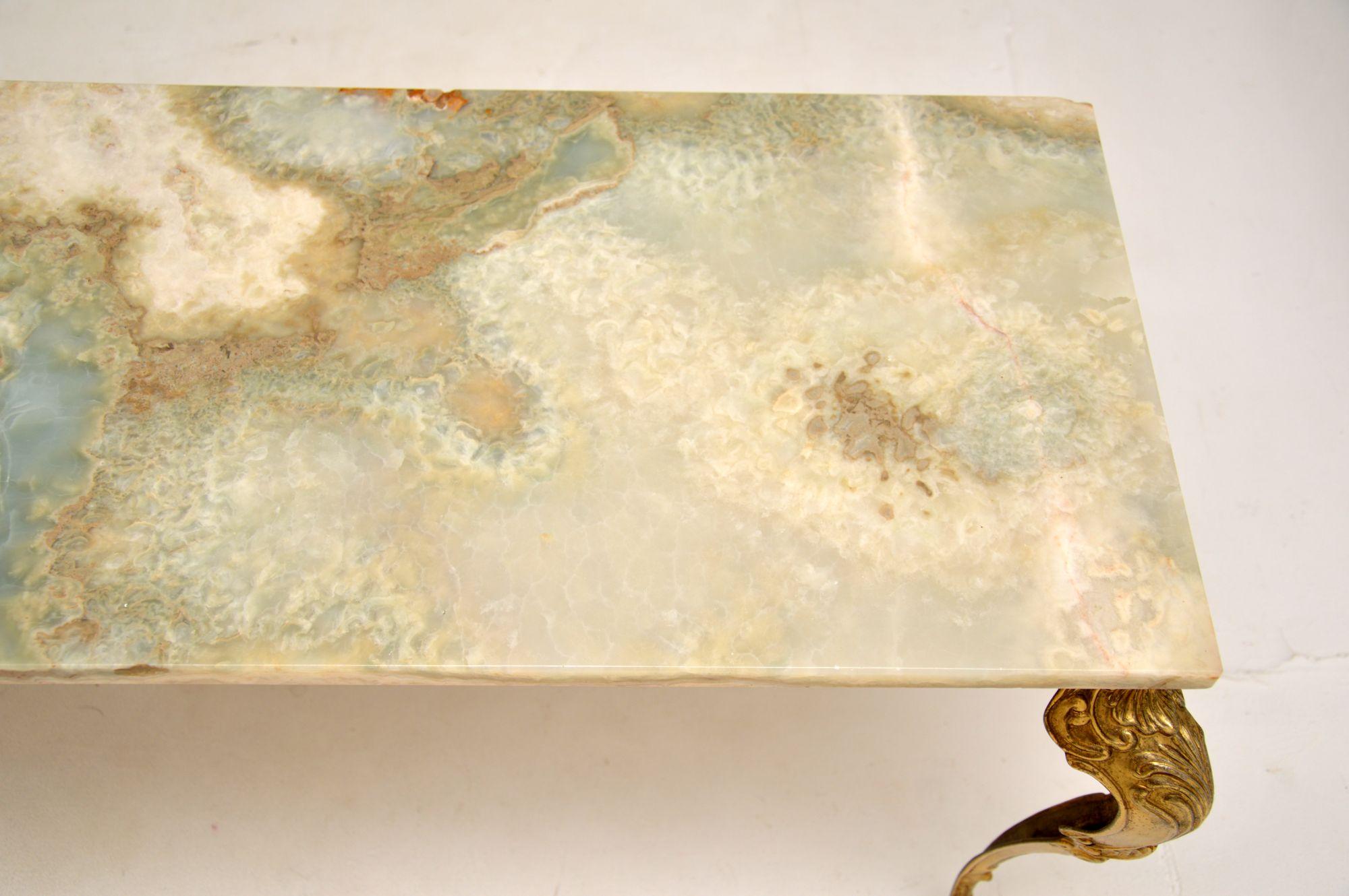 Antique French Onyx and Brass Coffee Table 2