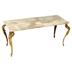 Antique French Onyx and Brass Coffee Table