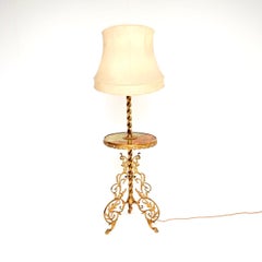Antique French Onyx and Brass Floor Lamp