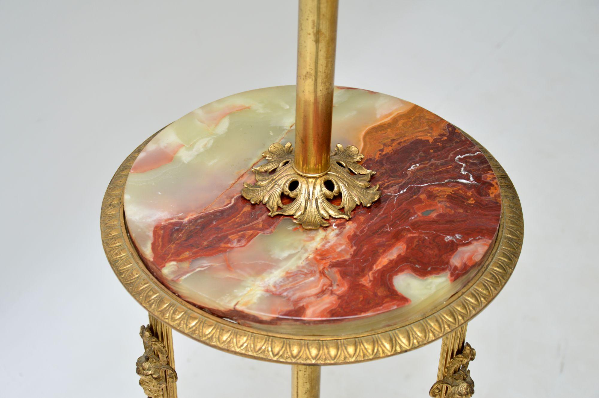 Louis XV Antique French Onyx and Brass Floor Lamp