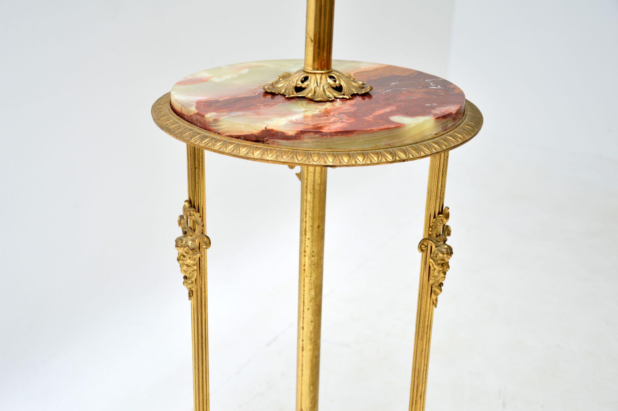 Antique French Onyx and Brass Floor Lamp In Good Condition In London, GB