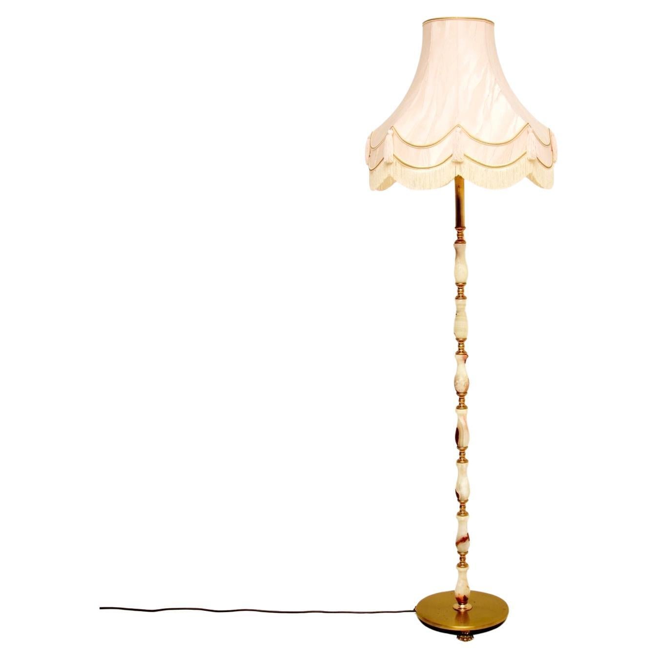 Antique French Onyx and Brass Floor Lamp For Sale