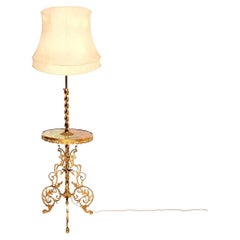 Antique French Onyx and Brass Floor Lamp