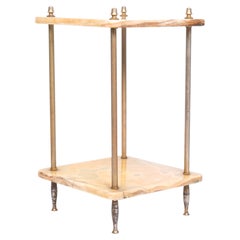 Antique French Onyx and Brass Two-Tier Side Table Étagère, C.1900