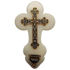 Antique French Onyx and Cloisonné Benetier 'Holy Water Font', circa 1880-1890