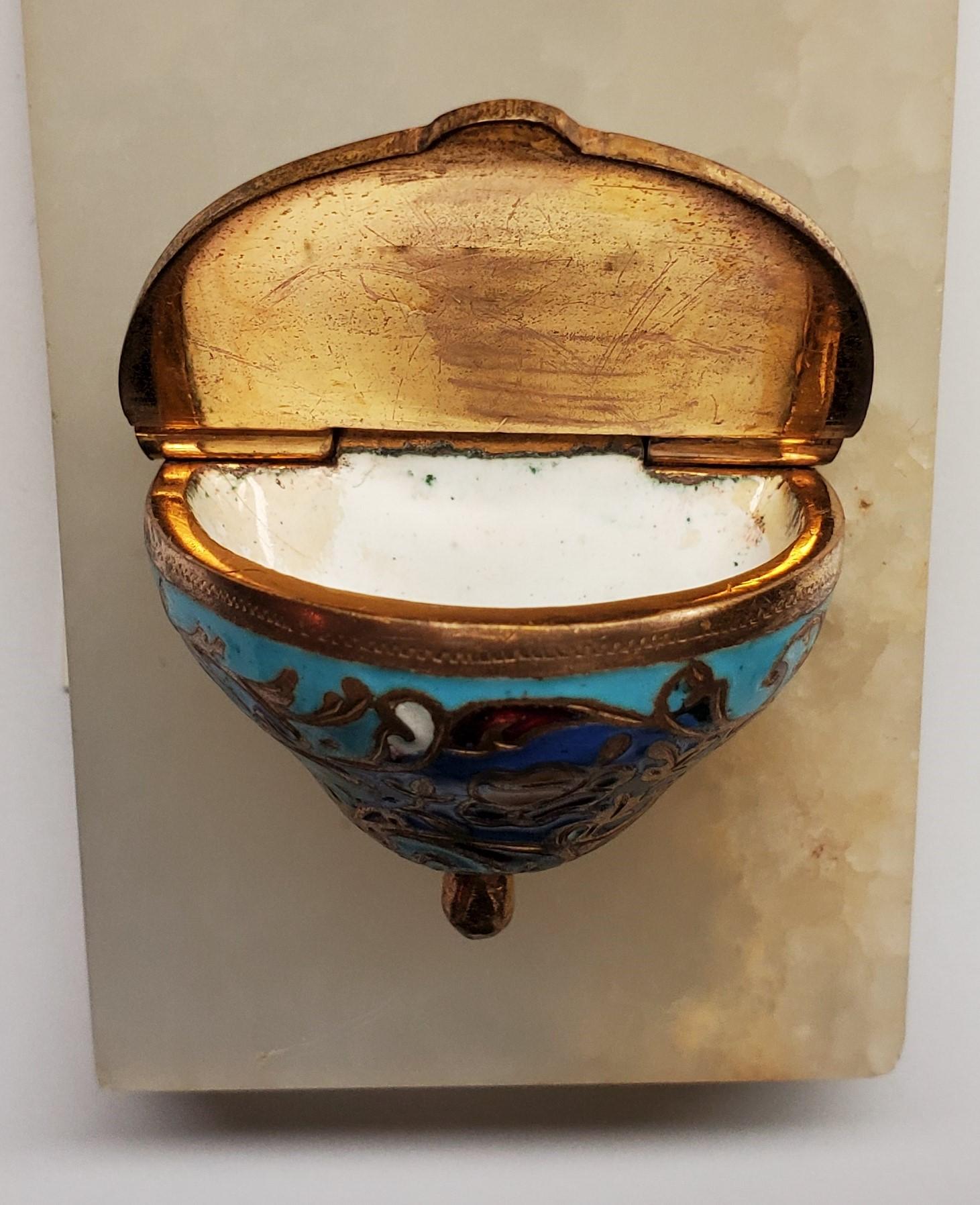 19th Century Antique French Onyx and Cloissoné  Benetier (Holy Water Font) circa 1880-1890