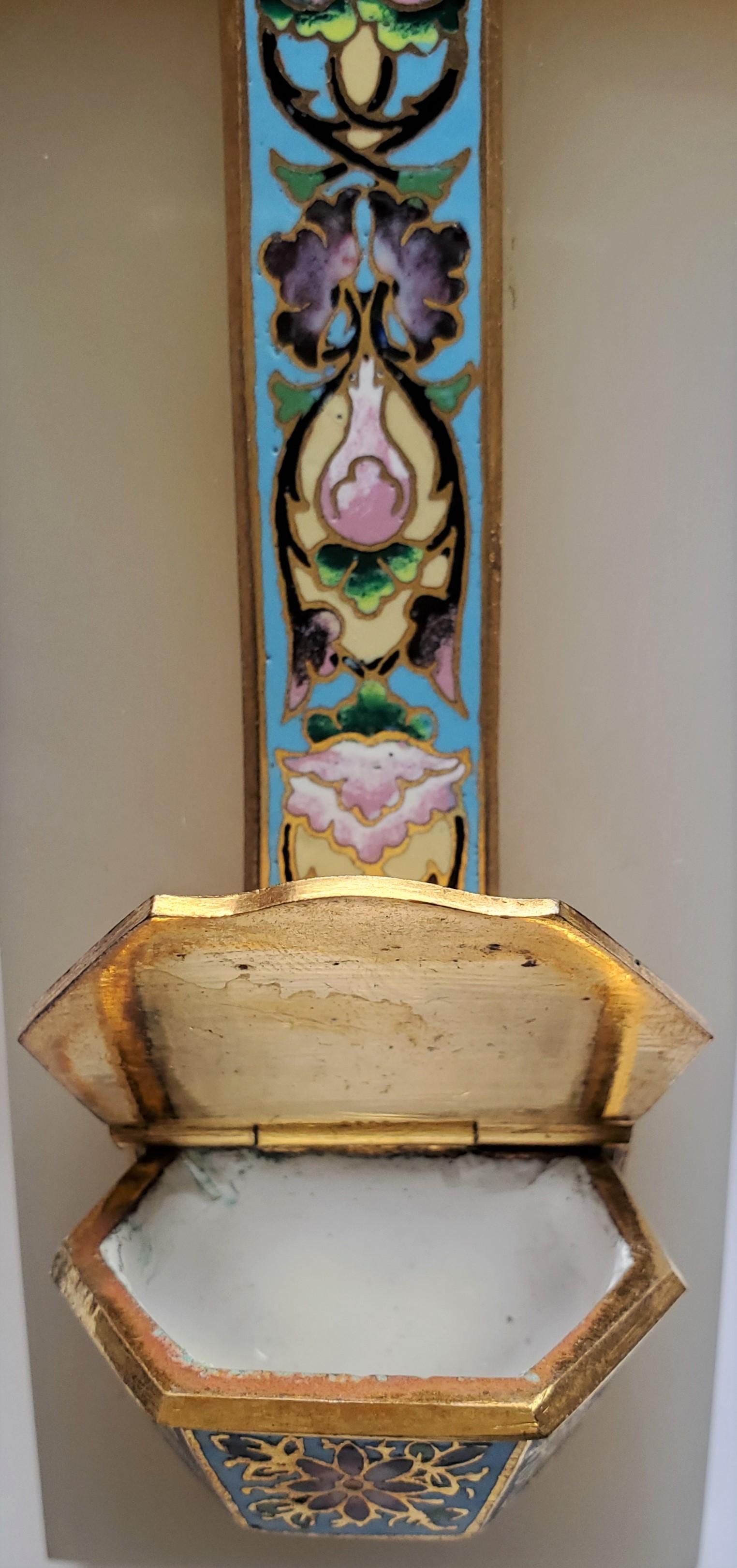 Antique French Onyx and Cloissoné Benetier 'Holy Water Font', circa 1888 In Good Condition In New Orleans, LA