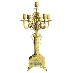 Antique French Onyx and Gilt Metal Five-Light Candelabra