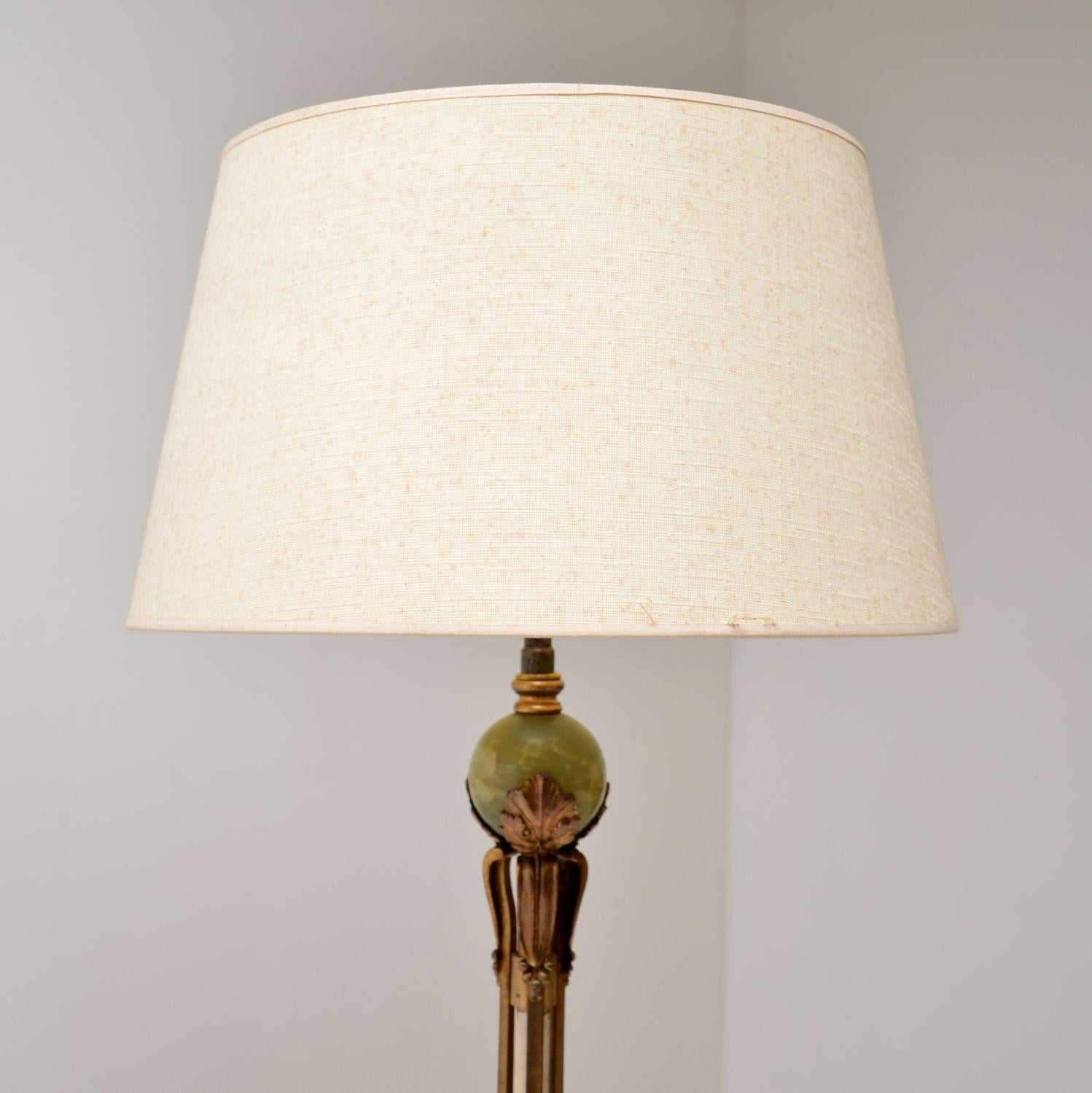 Neoclassical Antique French Onyx and Gilt Metal Floor Lamp For Sale