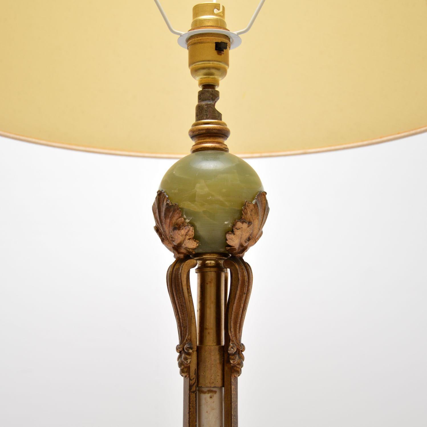Antique French Onyx and Gilt Metal Floor Lamp In Good Condition For Sale In London, GB