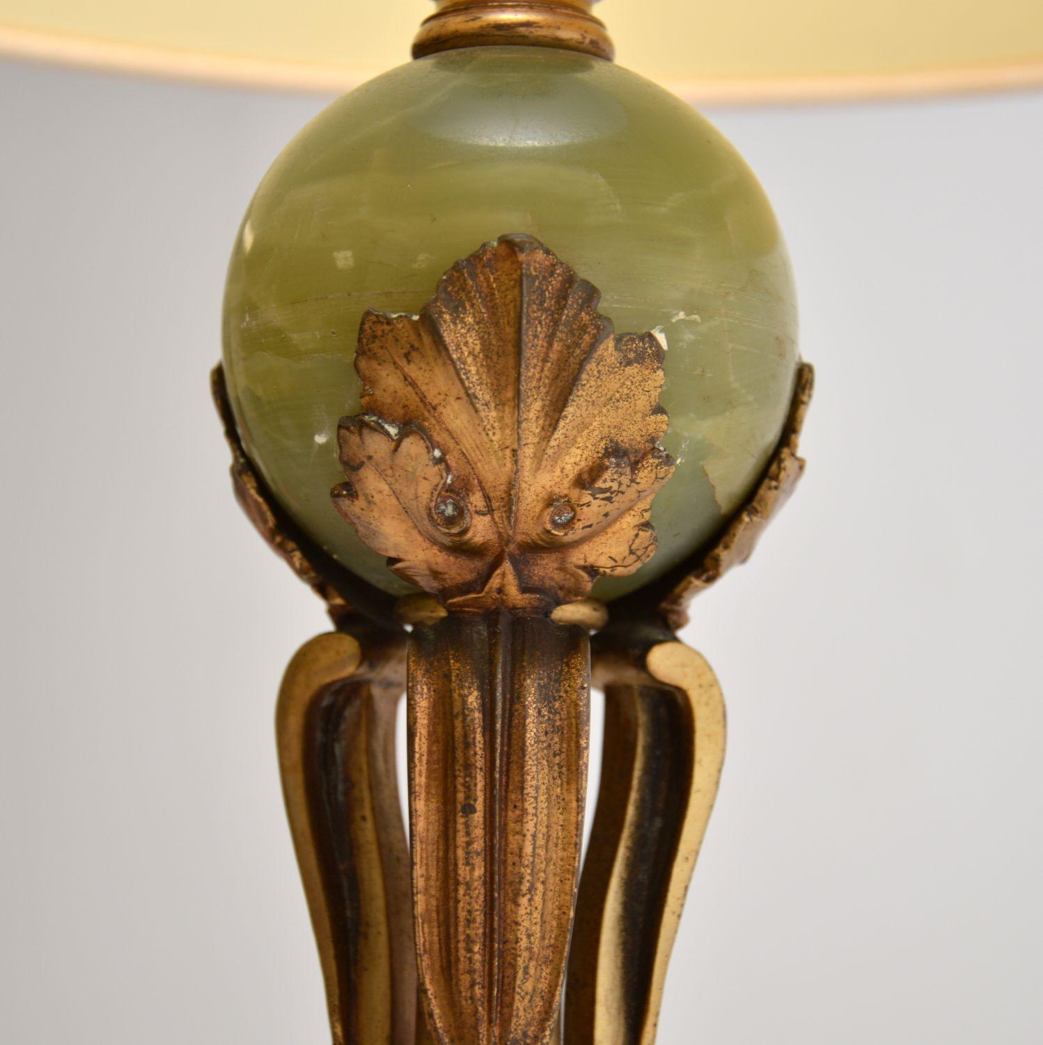Antique French Onyx and Gilt Metal Floor Lamp For Sale 1