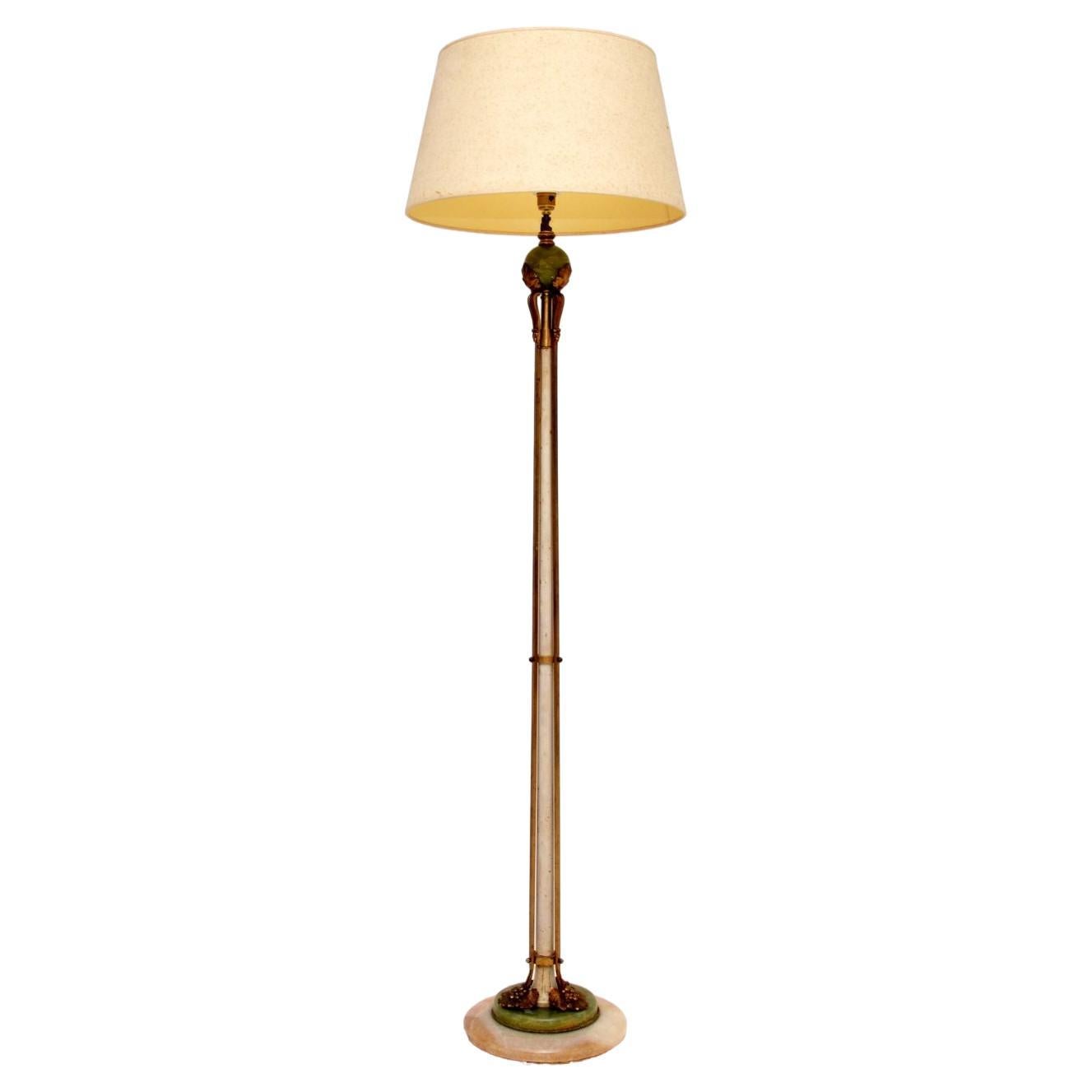 Antique French Onyx and Gilt Metal Floor Lamp For Sale