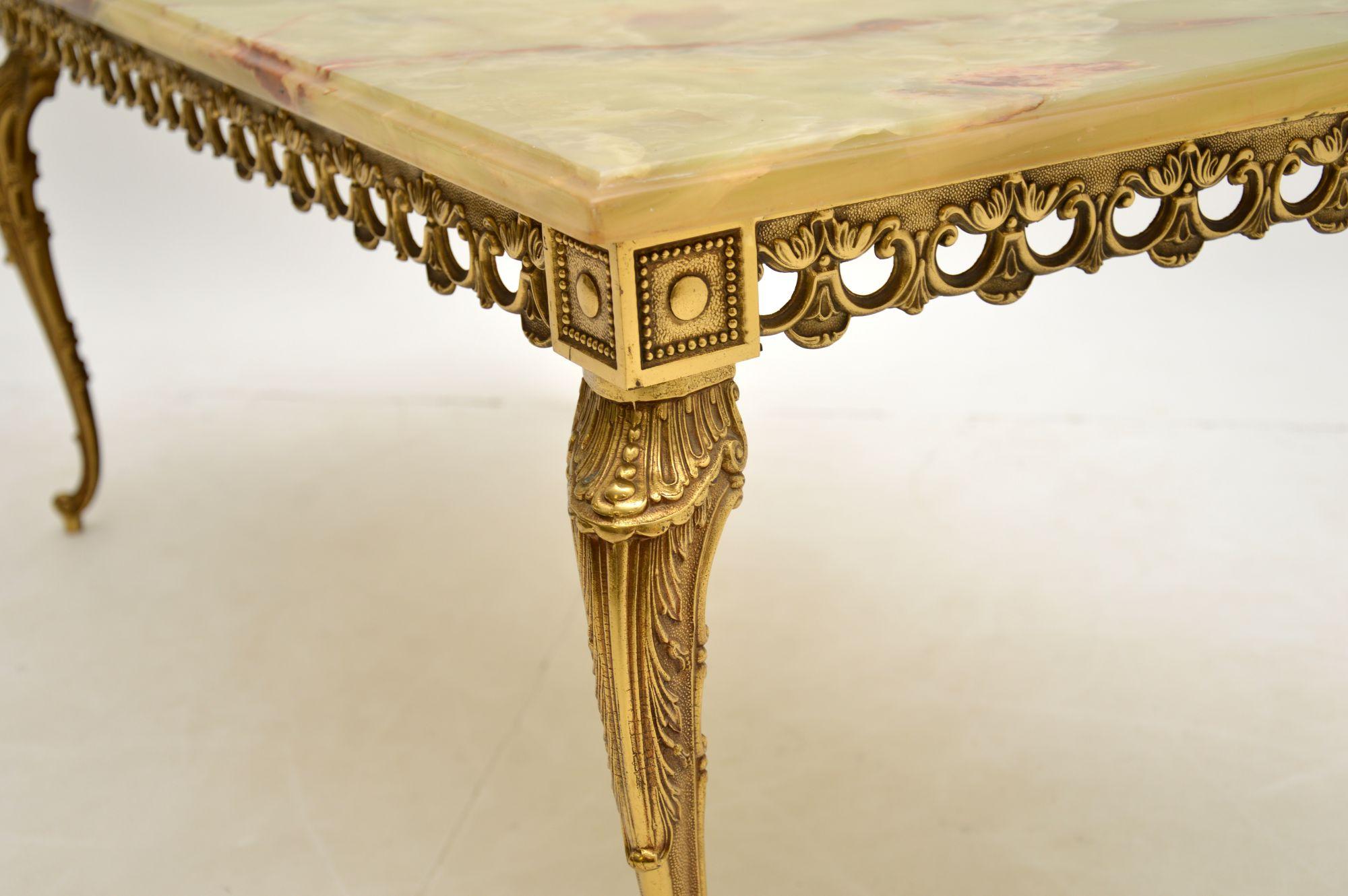 Antique French Onyx & Brass Coffee Table 2