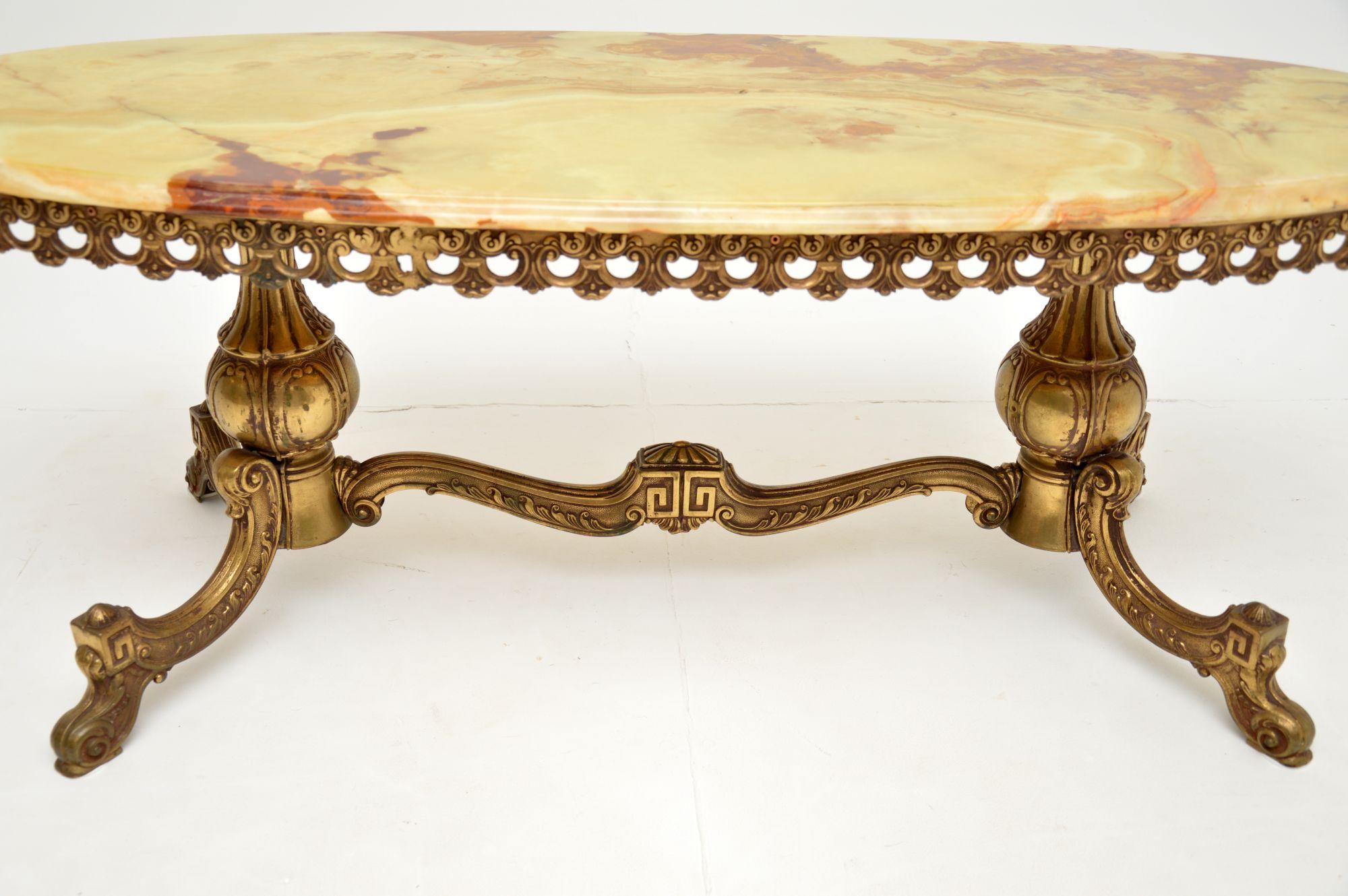 Antique French Onyx & Brass Coffee Table 1