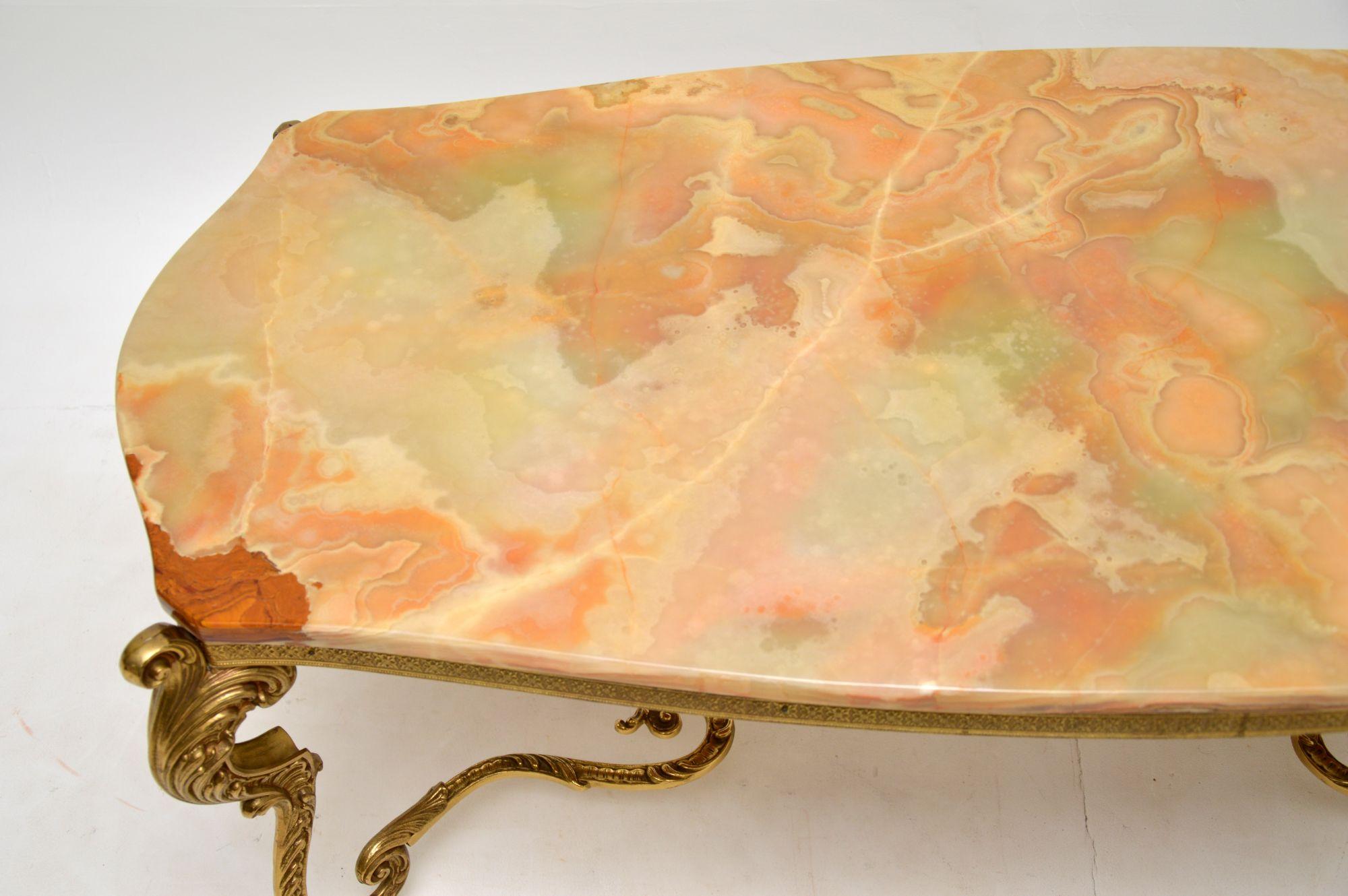 Rococo Antique French Onyx & Brass Coffee Table