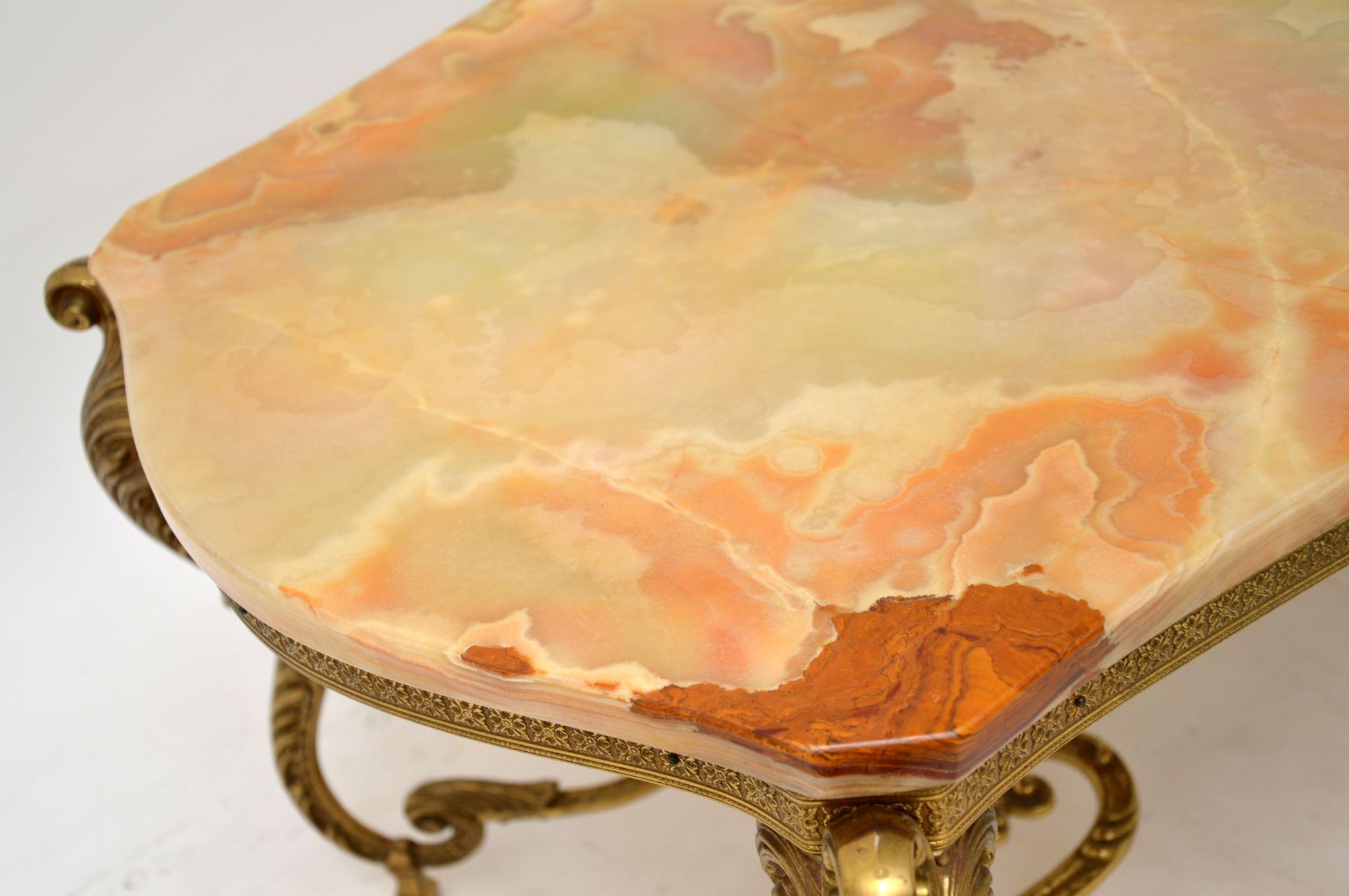Early 20th Century Antique French Onyx & Brass Coffee Table