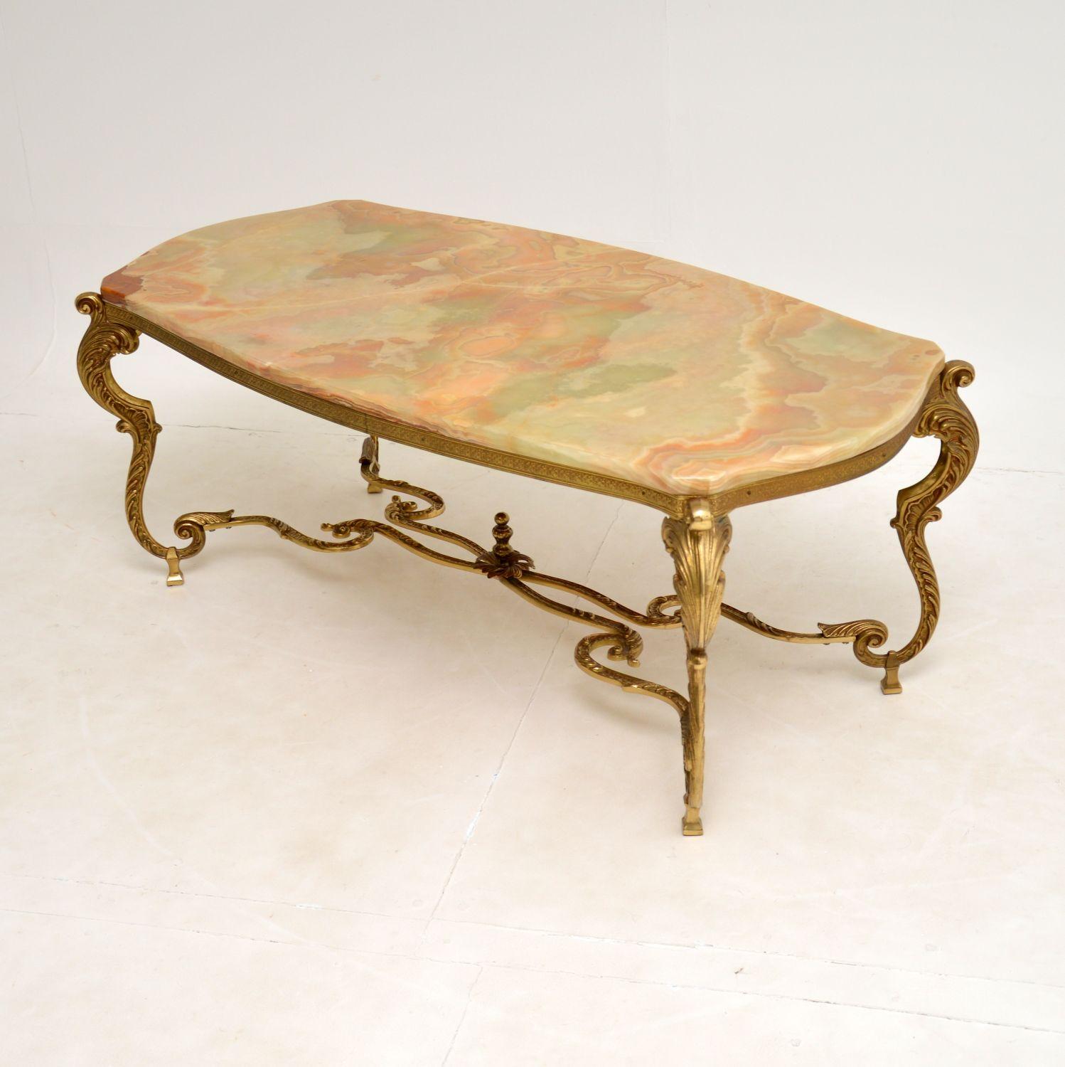 Antique French Onyx & Brass Coffee Table 1